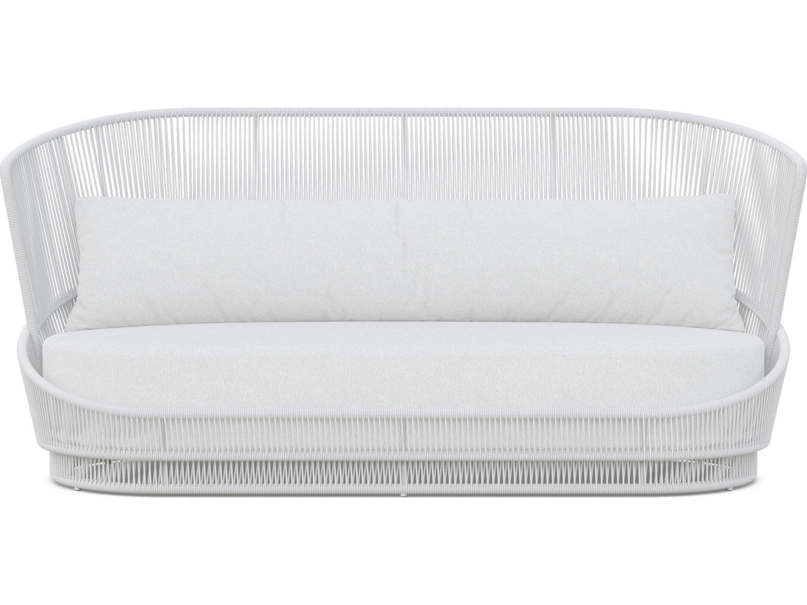 Azzurro Living Palma White Mist All-Weather Rope Outdoor Sofa with Cloud Cushion