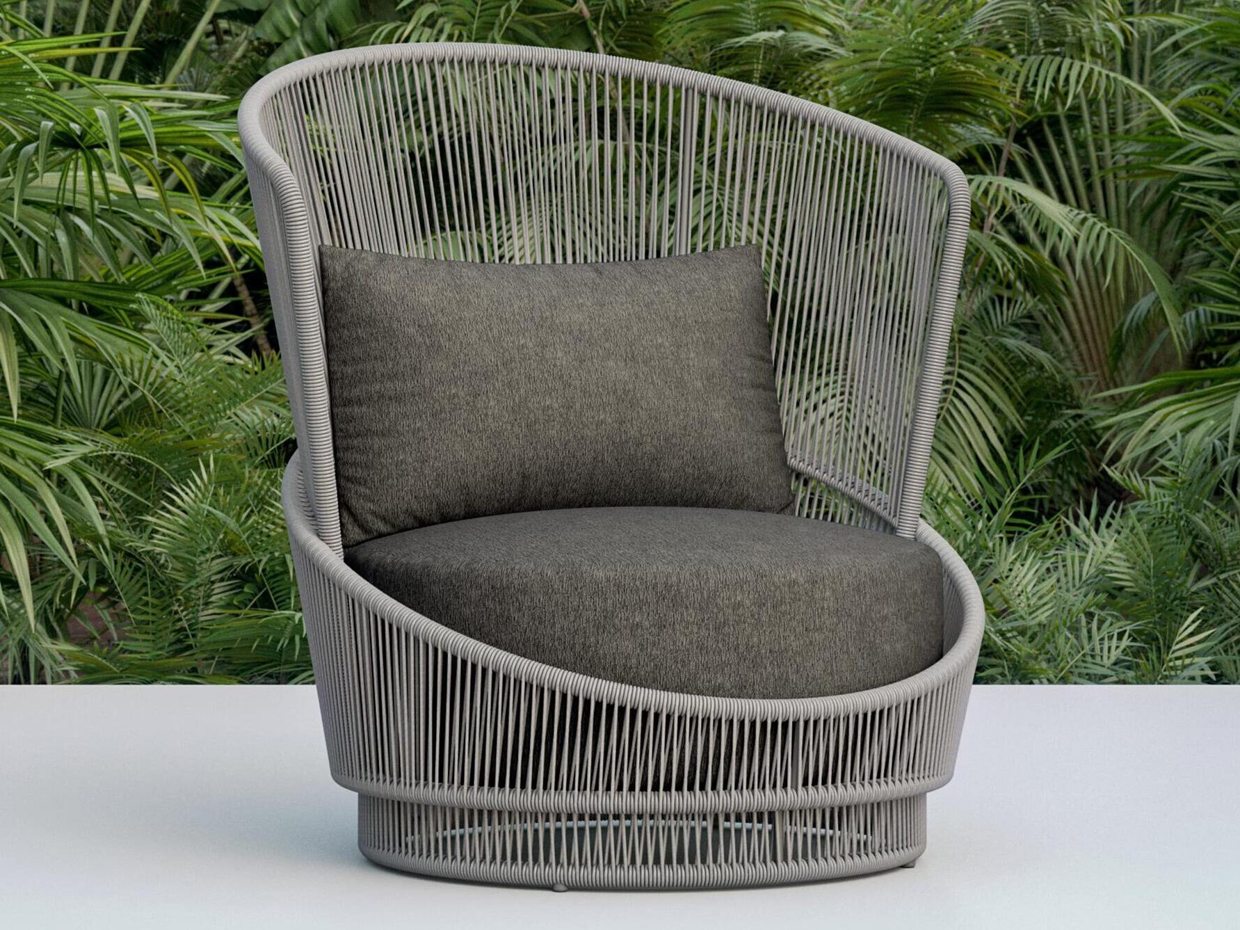 Azzurro Living Palma Mocha All-Weather Rope Patio Lounge Chair with Midnight Cushion