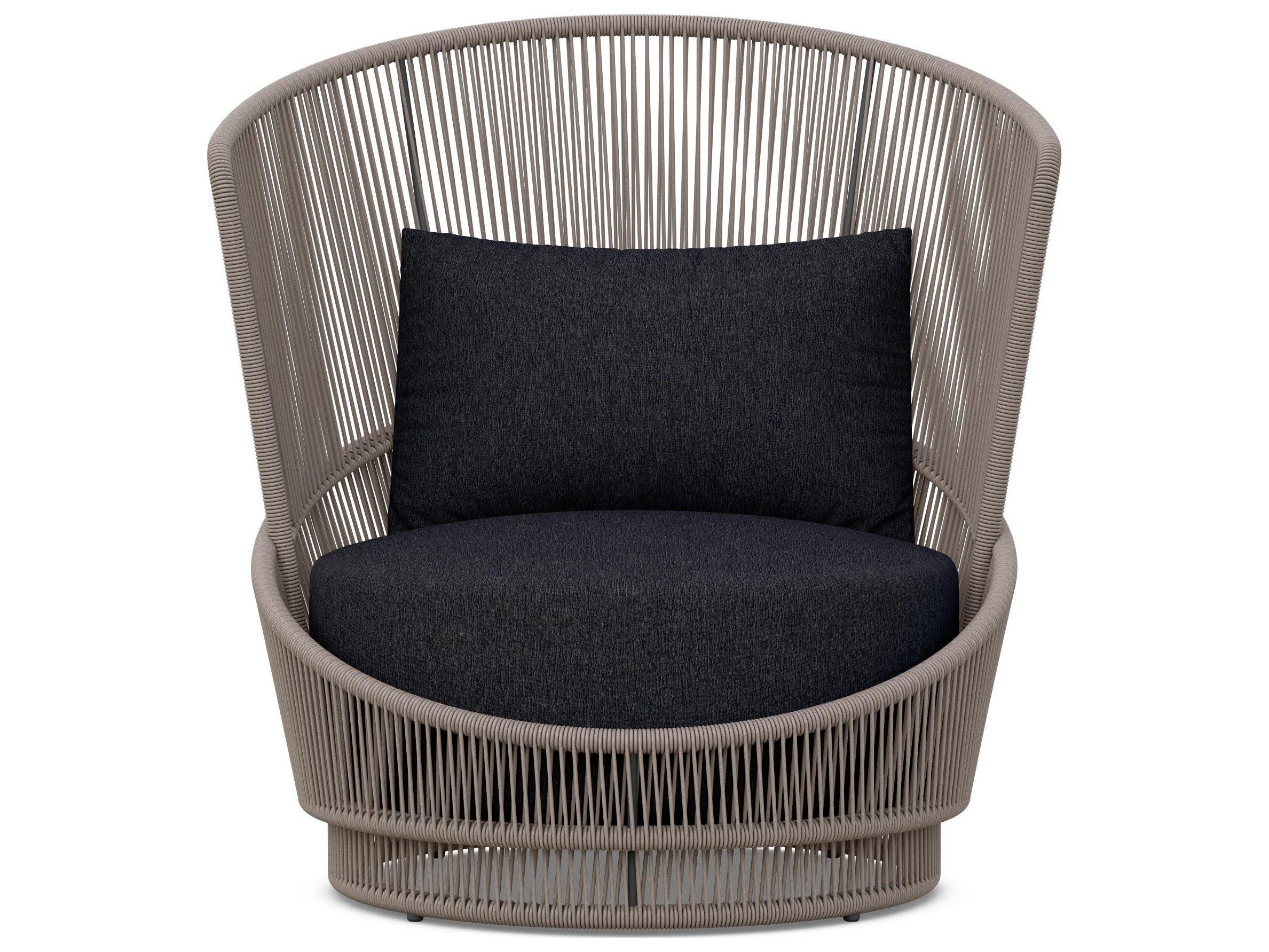 Azzurro Living Palma Mocha All-Weather Rope Patio Lounge Chair with Midnight Cushion