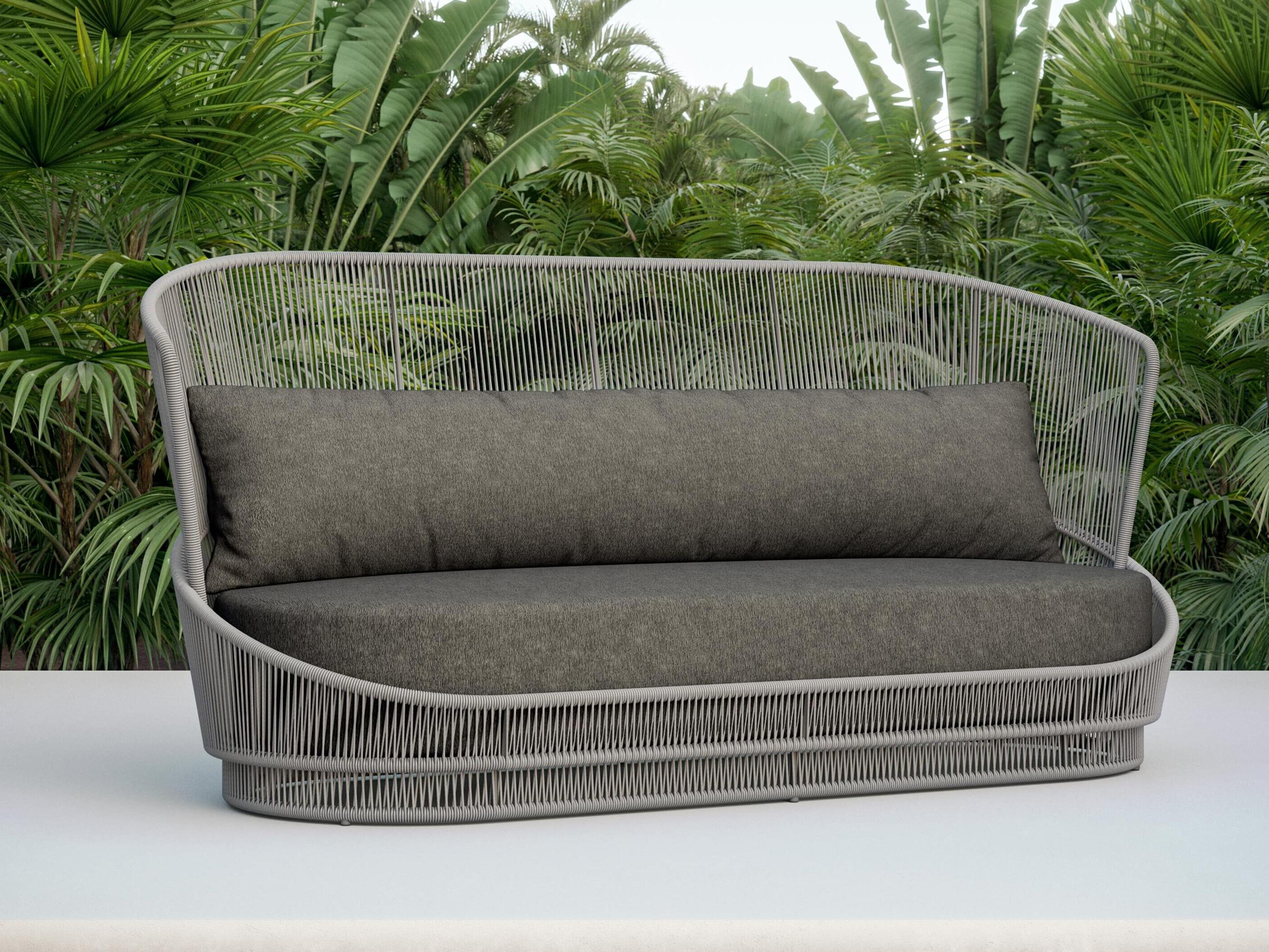 Azzurro Living Palma Mocha All-Weather Rope Outdoor Patio Sofa with Midnight Cushion