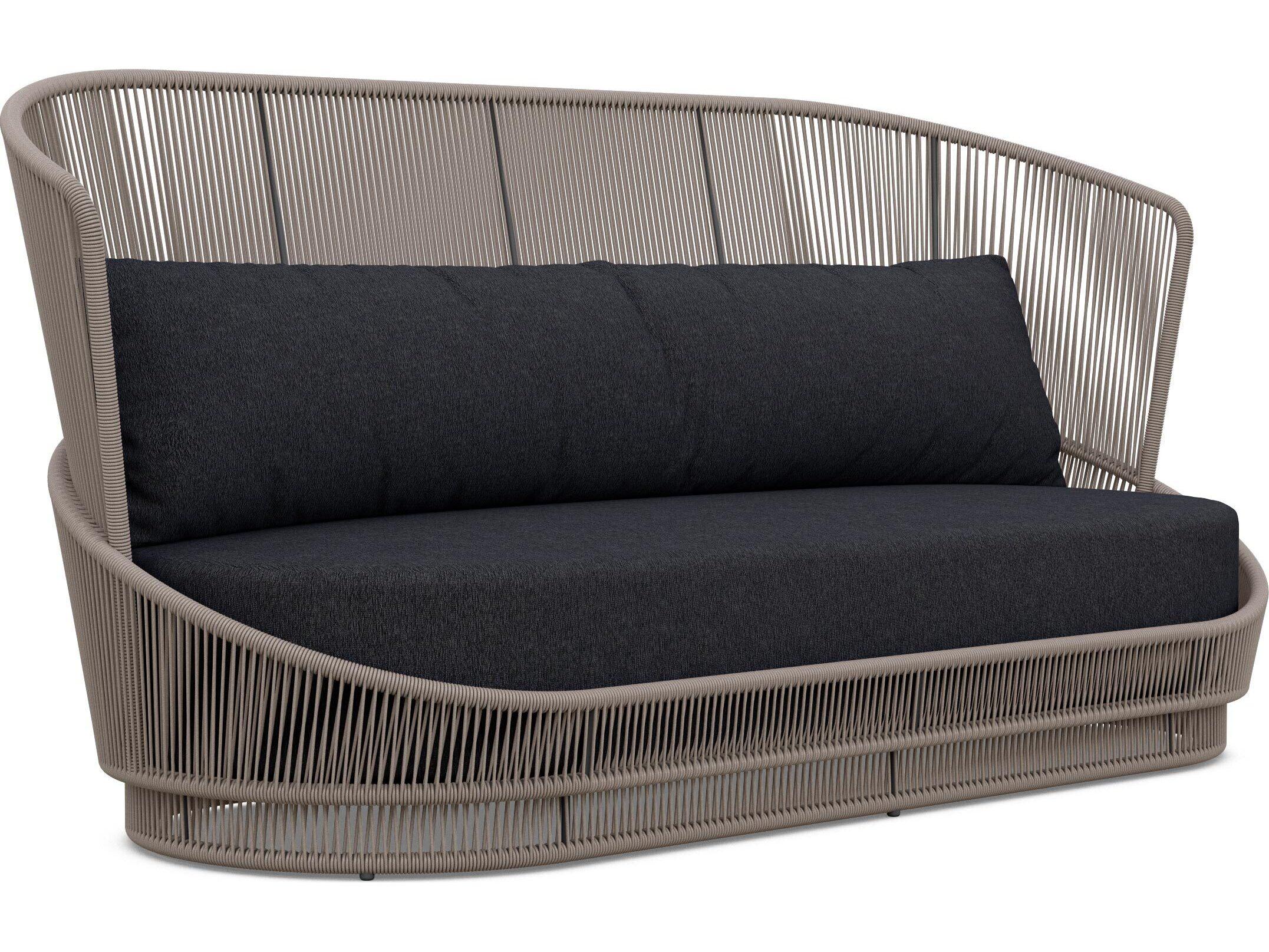 Azzurro Living Palma Mocha All-Weather Rope Outdoor Patio Sofa with Midnight Cushion