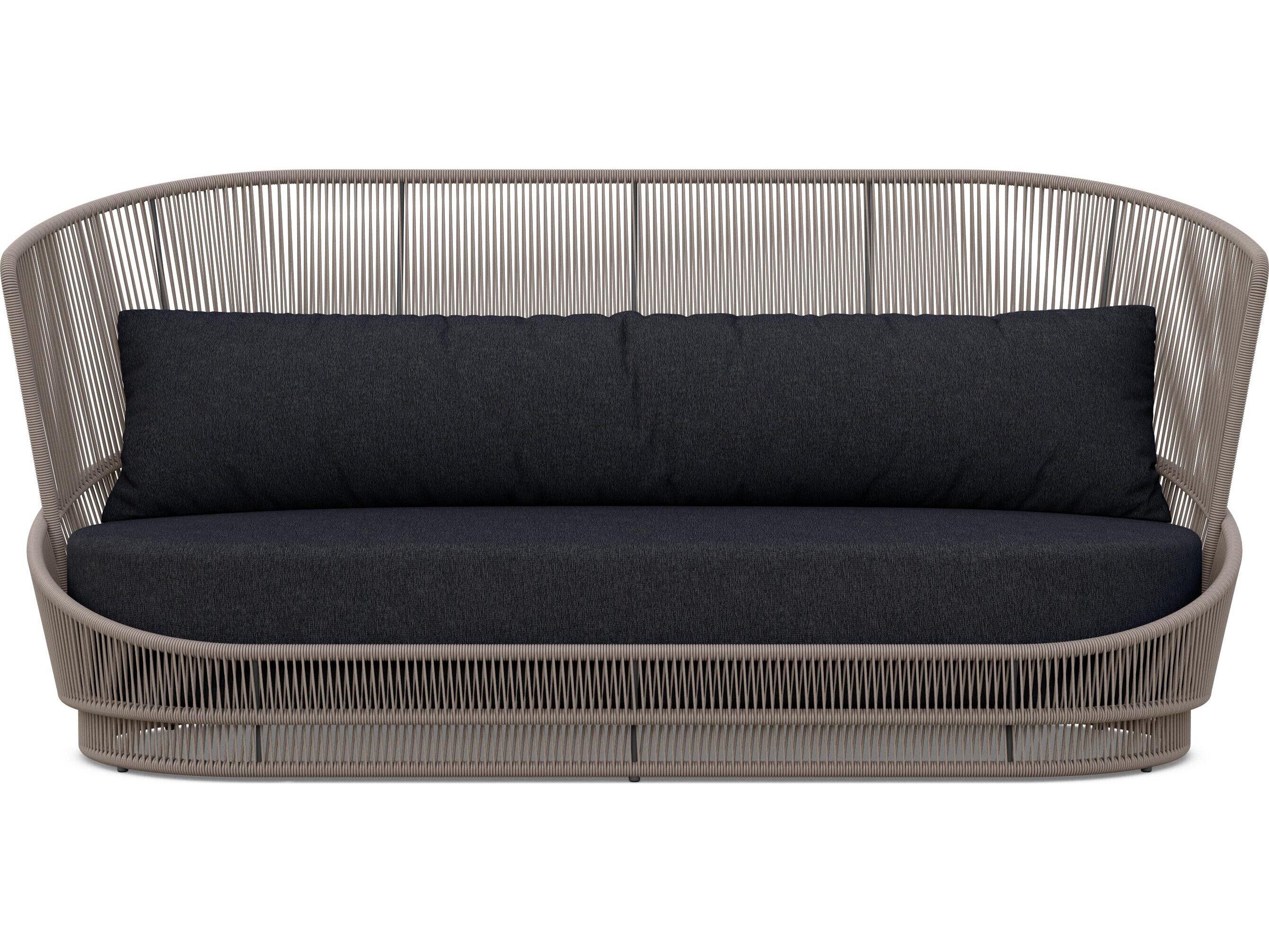 Azzurro Living Palma Mocha All-Weather Rope Outdoor Patio Sofa with Midnight Cushion