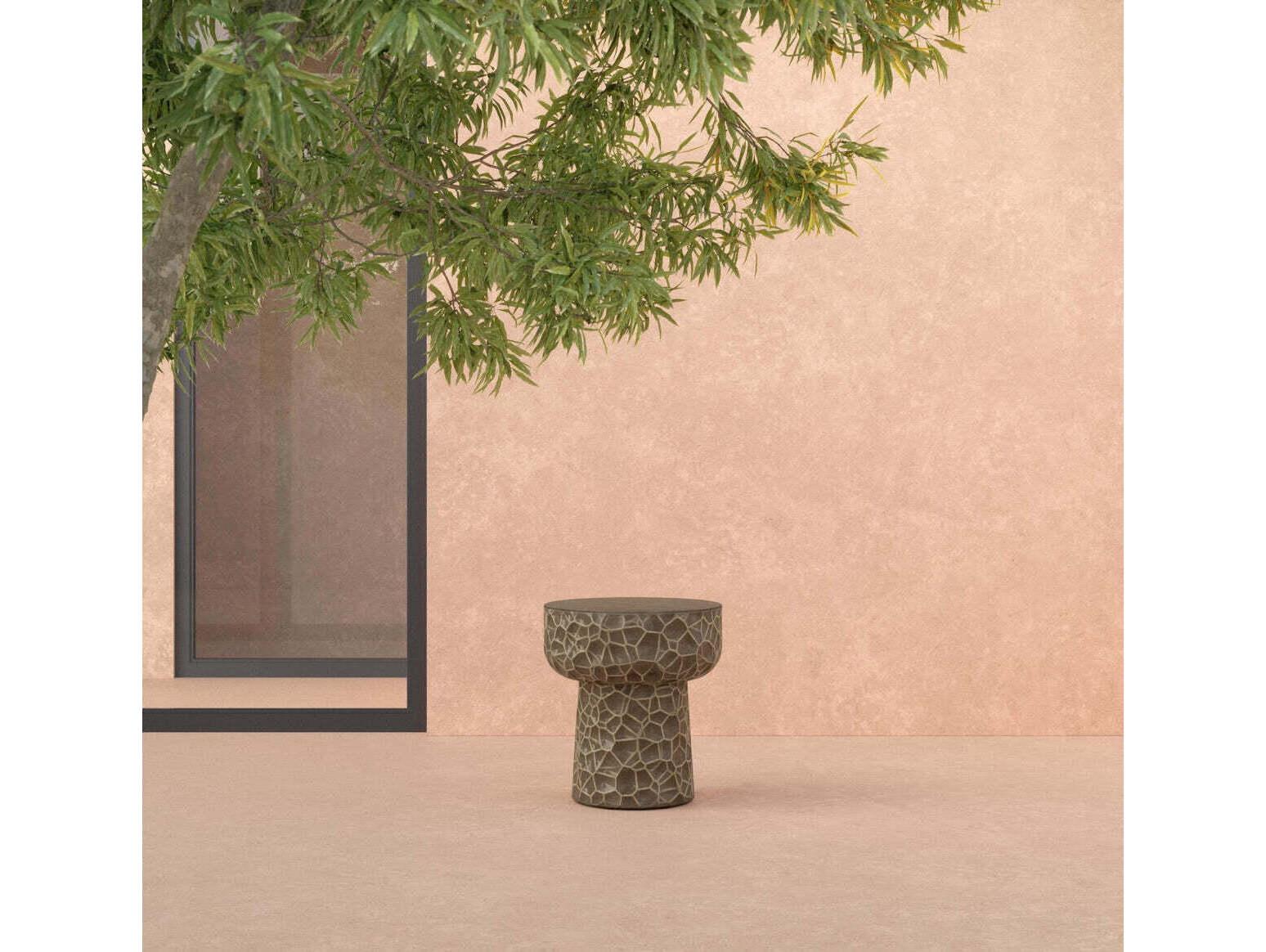 Azzurro Living Panama Umber Concrete Round End Table