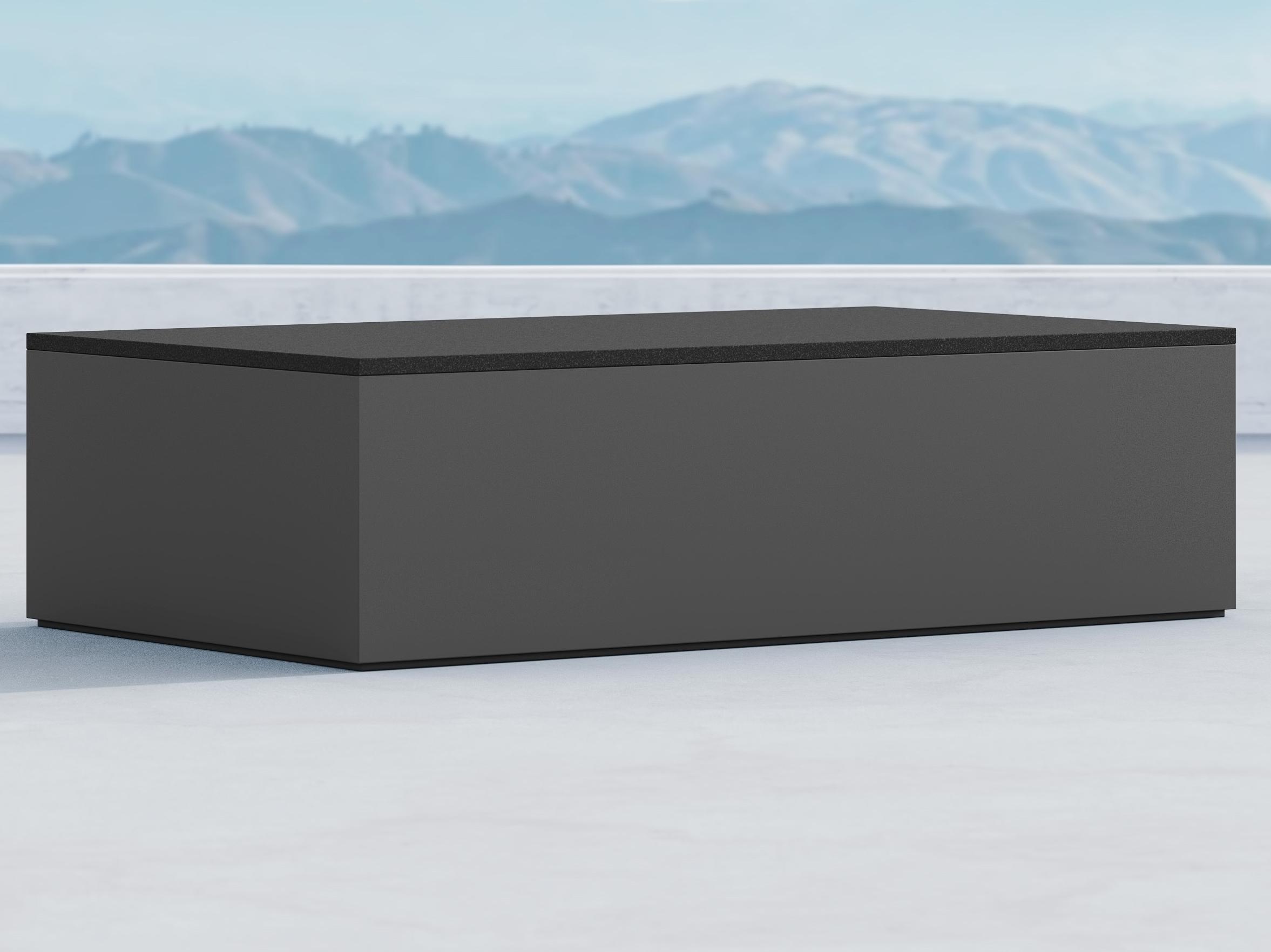 Azzurro Living Porto Matte Charcoal Aluminum Rectangular Granite Top Outdoor Coffee Table