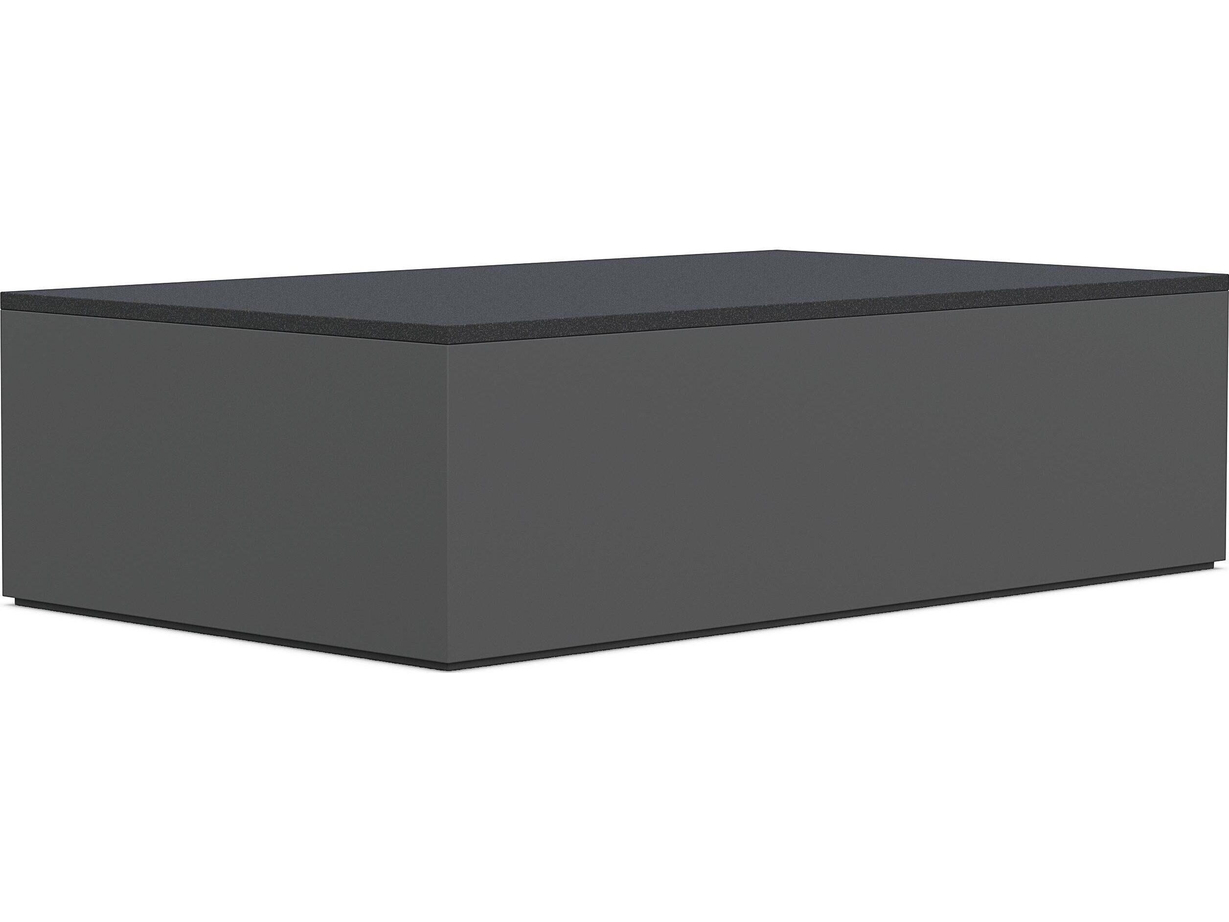 Azzurro Living Porto Matte Charcoal Aluminum Rectangular Granite Top Outdoor Coffee Table