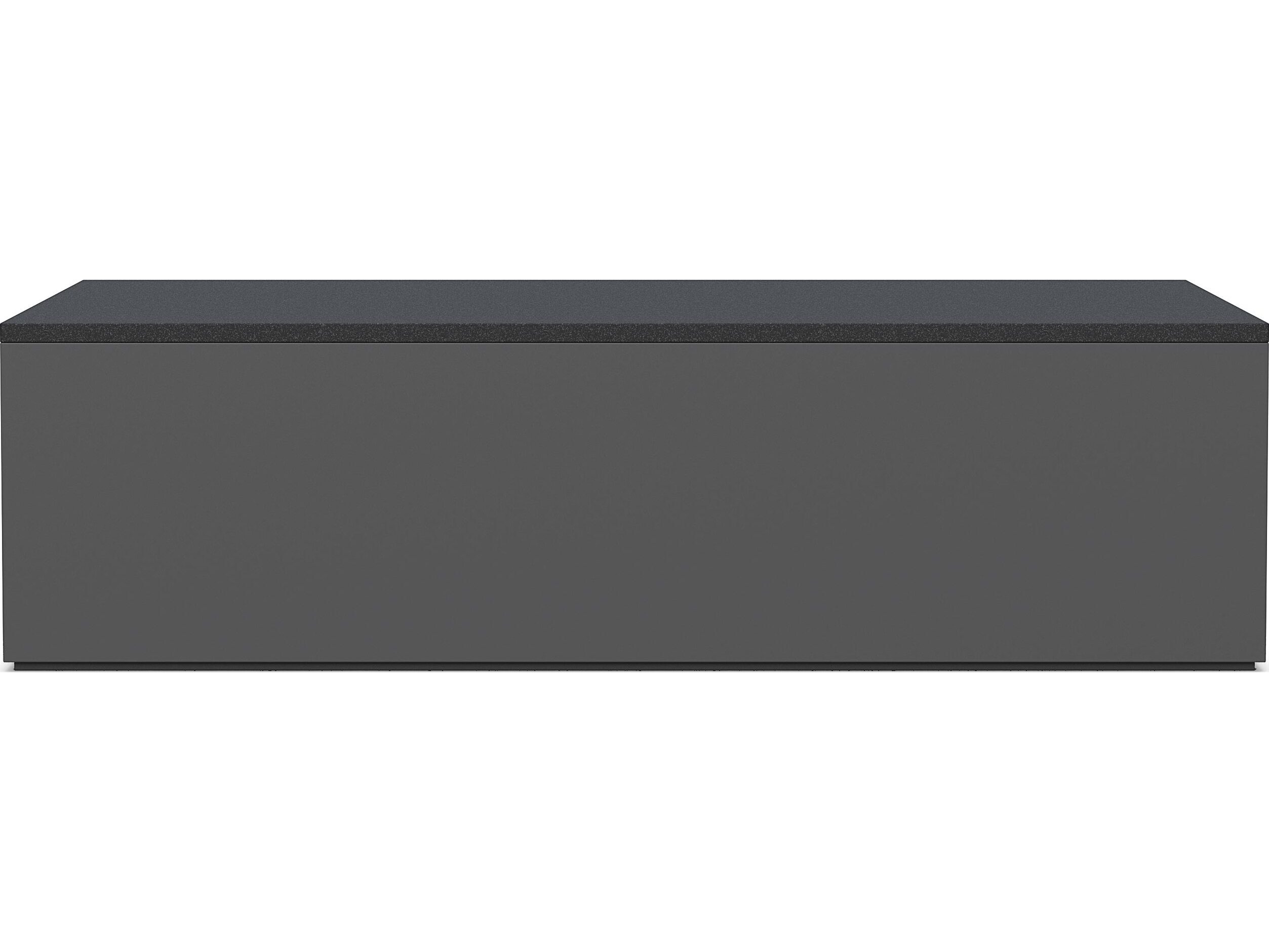 Azzurro Living Porto Matte Charcoal Aluminum Rectangular Granite Top Outdoor Coffee Table