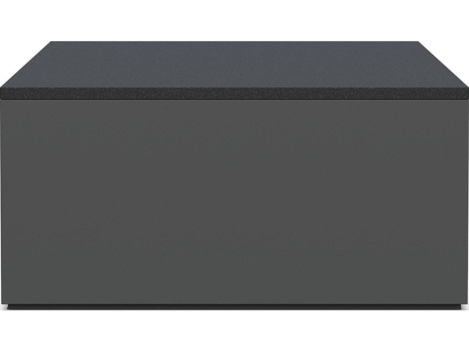 Azzurro Living Porto Matte Charcoal Aluminum Rectangular Granite Top Outdoor Coffee Table