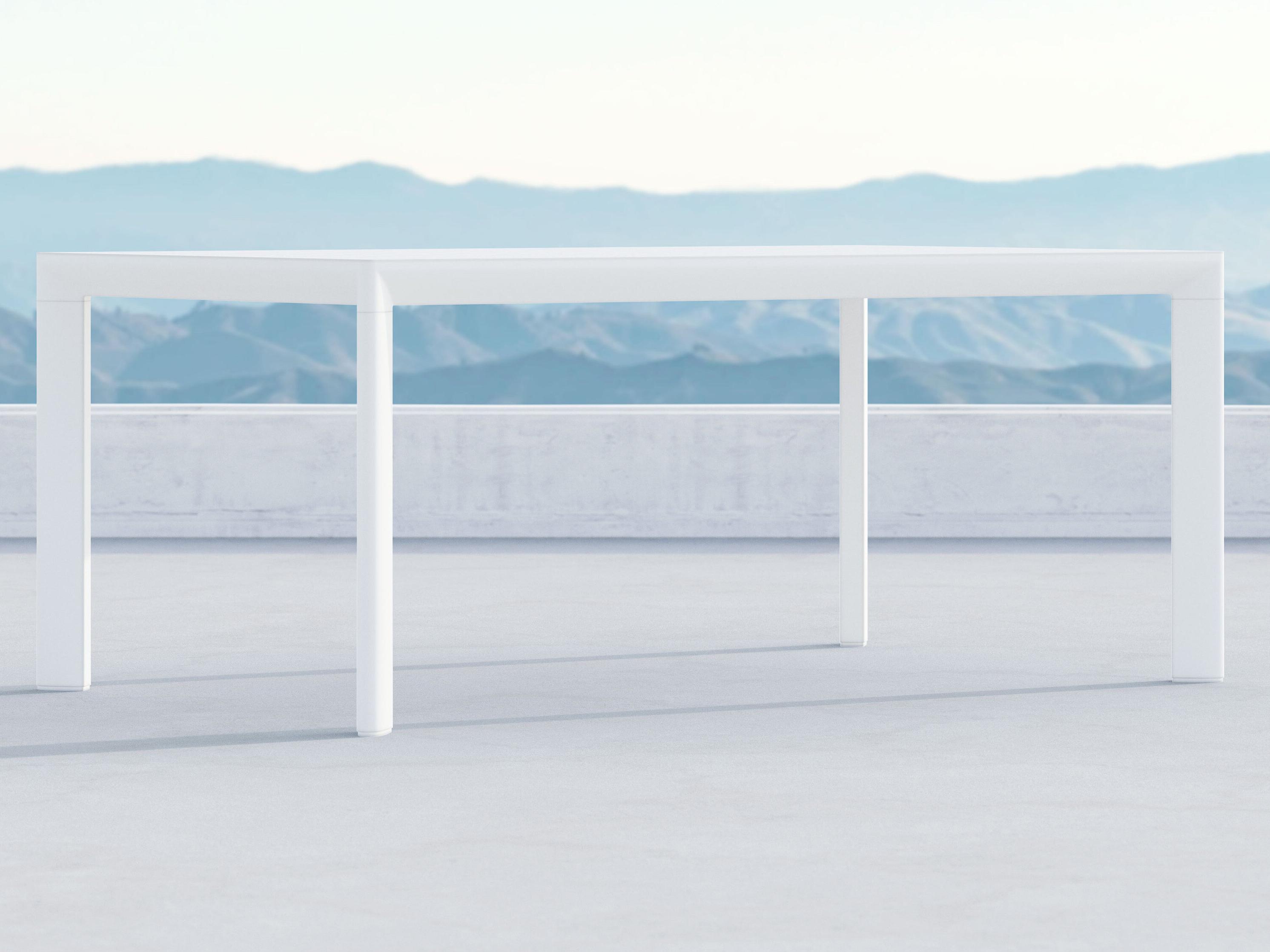 Azzurro Living Porto Matte White Aluminum Rectangular Outdoor Dining Table