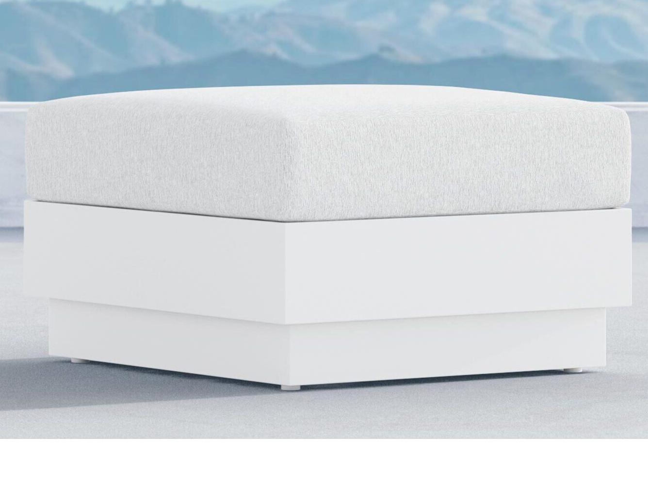 Azzurro Living Porto Pearl Gray All-Weather Rope Outdoor Ottoman with Cloud Cushion