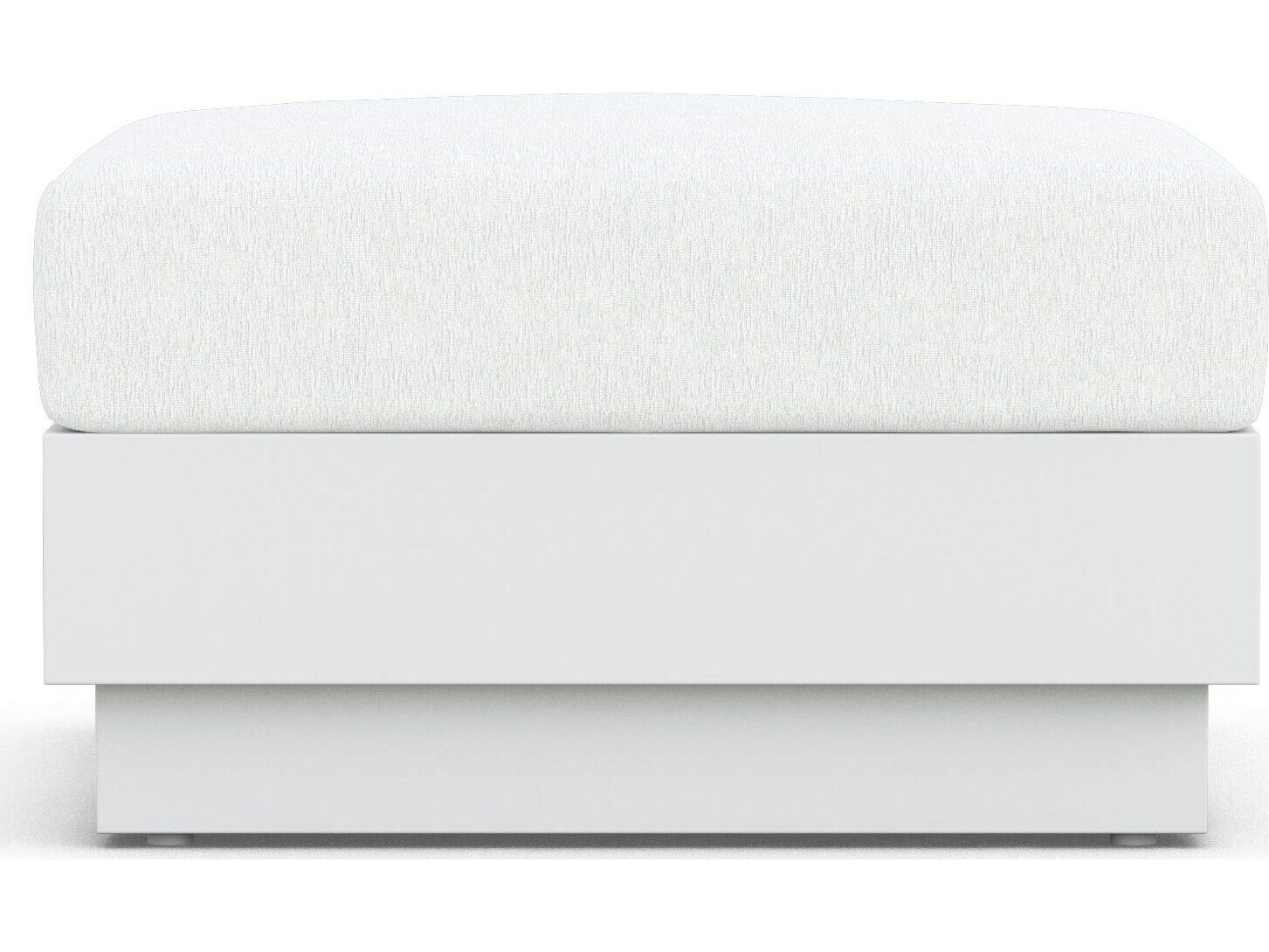 Azzurro Living Porto Pearl Gray All-Weather Rope Outdoor Ottoman with Cloud Cushion