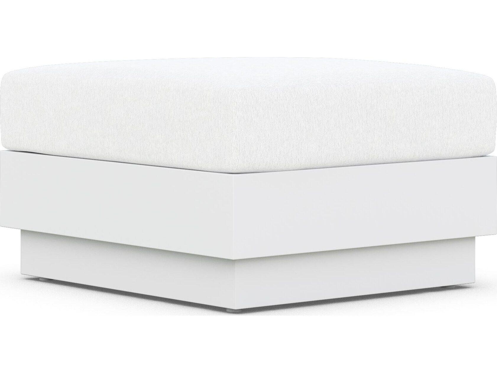 Azzurro Living Porto Pearl Gray All-Weather Rope Outdoor Ottoman with Cloud Cushion