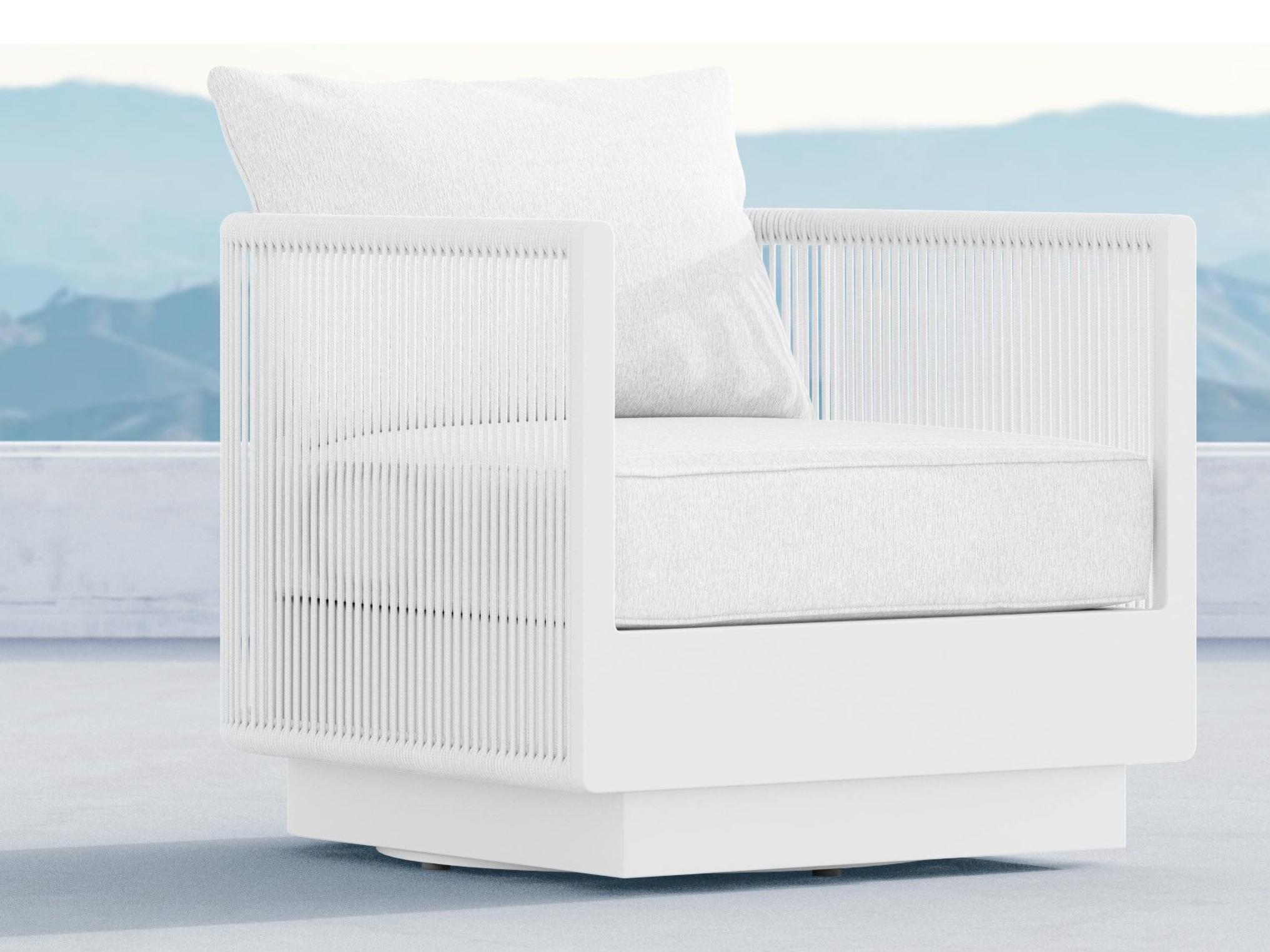 Azzurro Living Porto Pearl Gray All-Weather Rope Swivel Outdoor Lounge Chair with Cloud Cushion