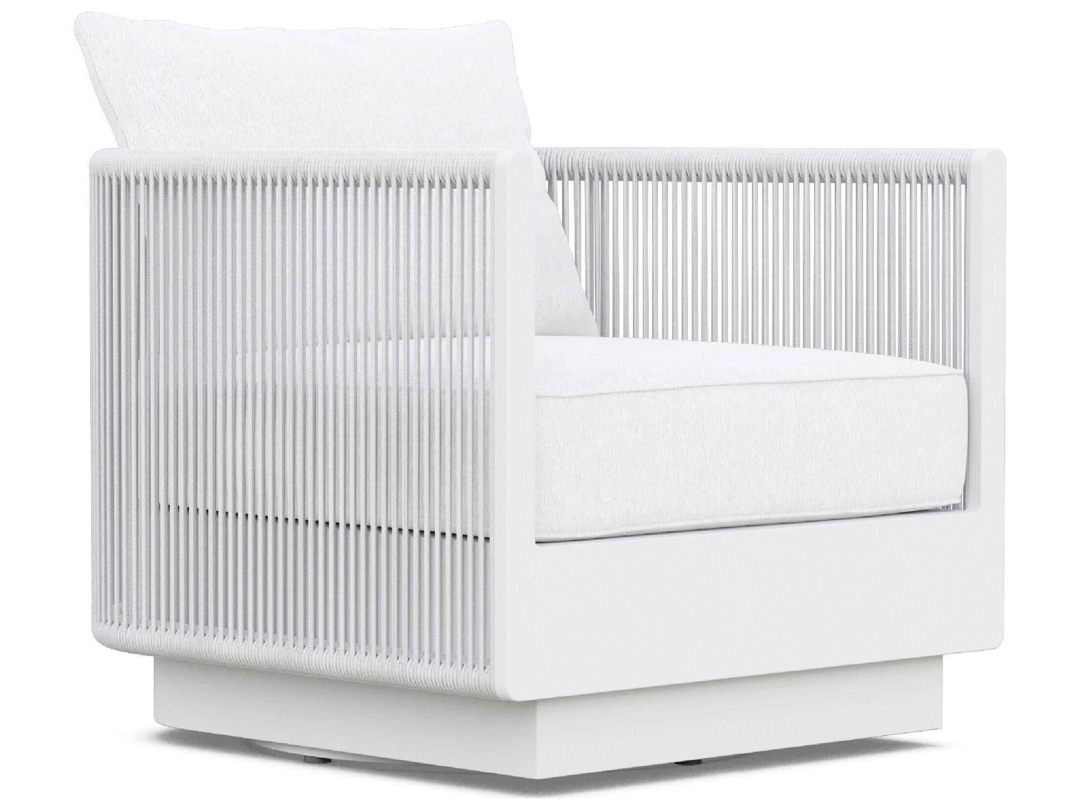 Azzurro Living Porto Pearl Gray All-Weather Rope Swivel Outdoor Lounge Chair with Cloud Cushion