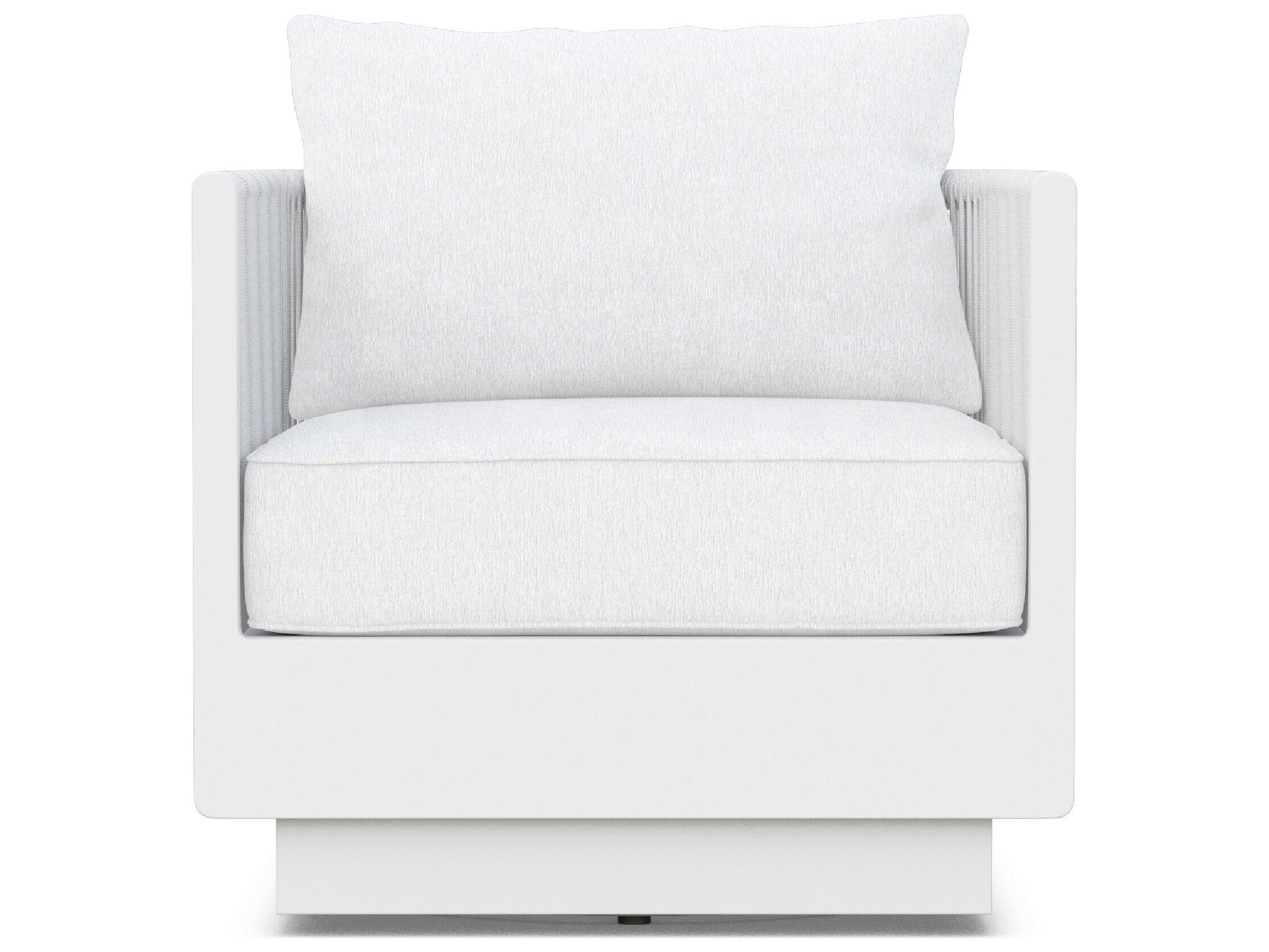 Azzurro Living Porto Pearl Gray All-Weather Rope Swivel Outdoor Lounge Chair with Cloud Cushion