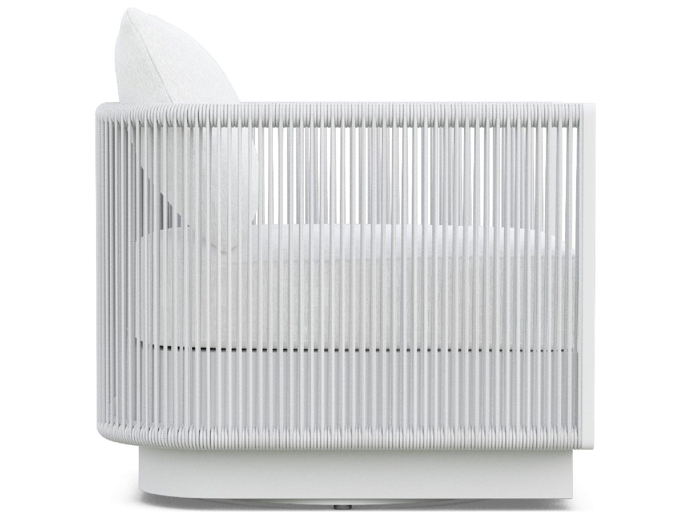 Azzurro Living Porto Pearl Gray All-Weather Rope Swivel Outdoor Lounge Chair with Cloud Cushion