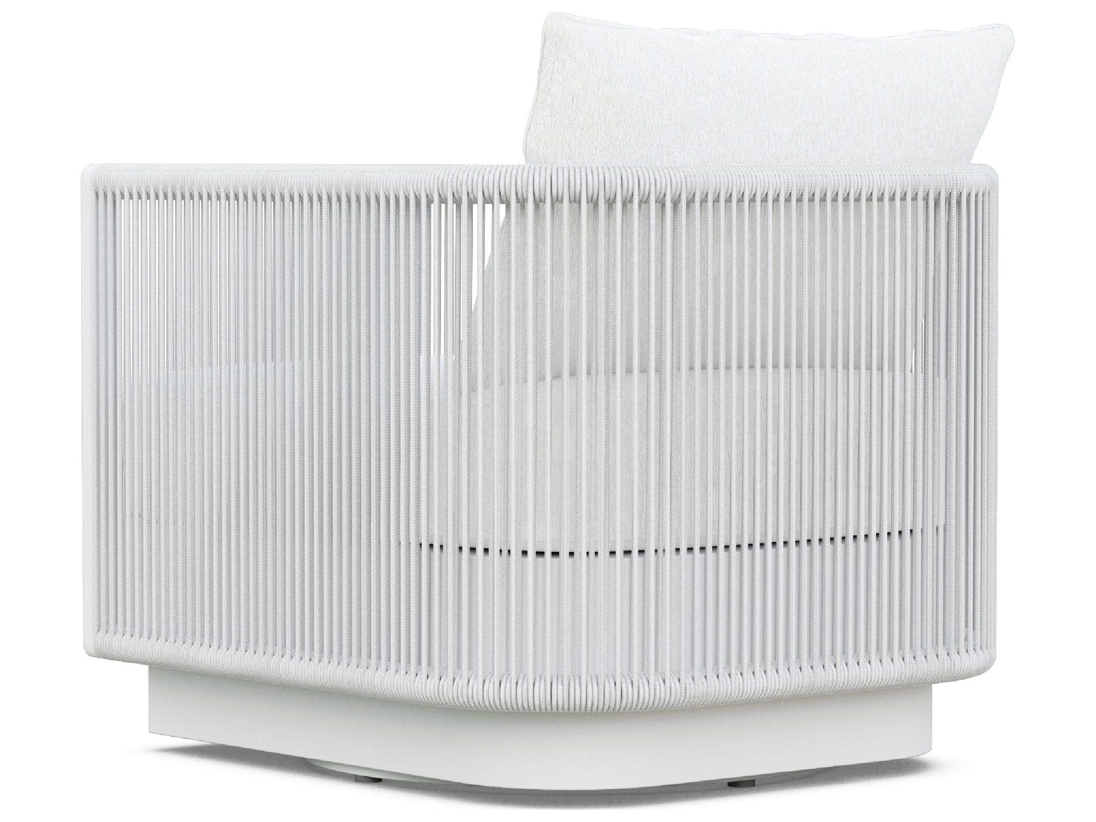 Azzurro Living Porto Pearl Gray All-Weather Rope Swivel Outdoor Lounge Chair with Cloud Cushion