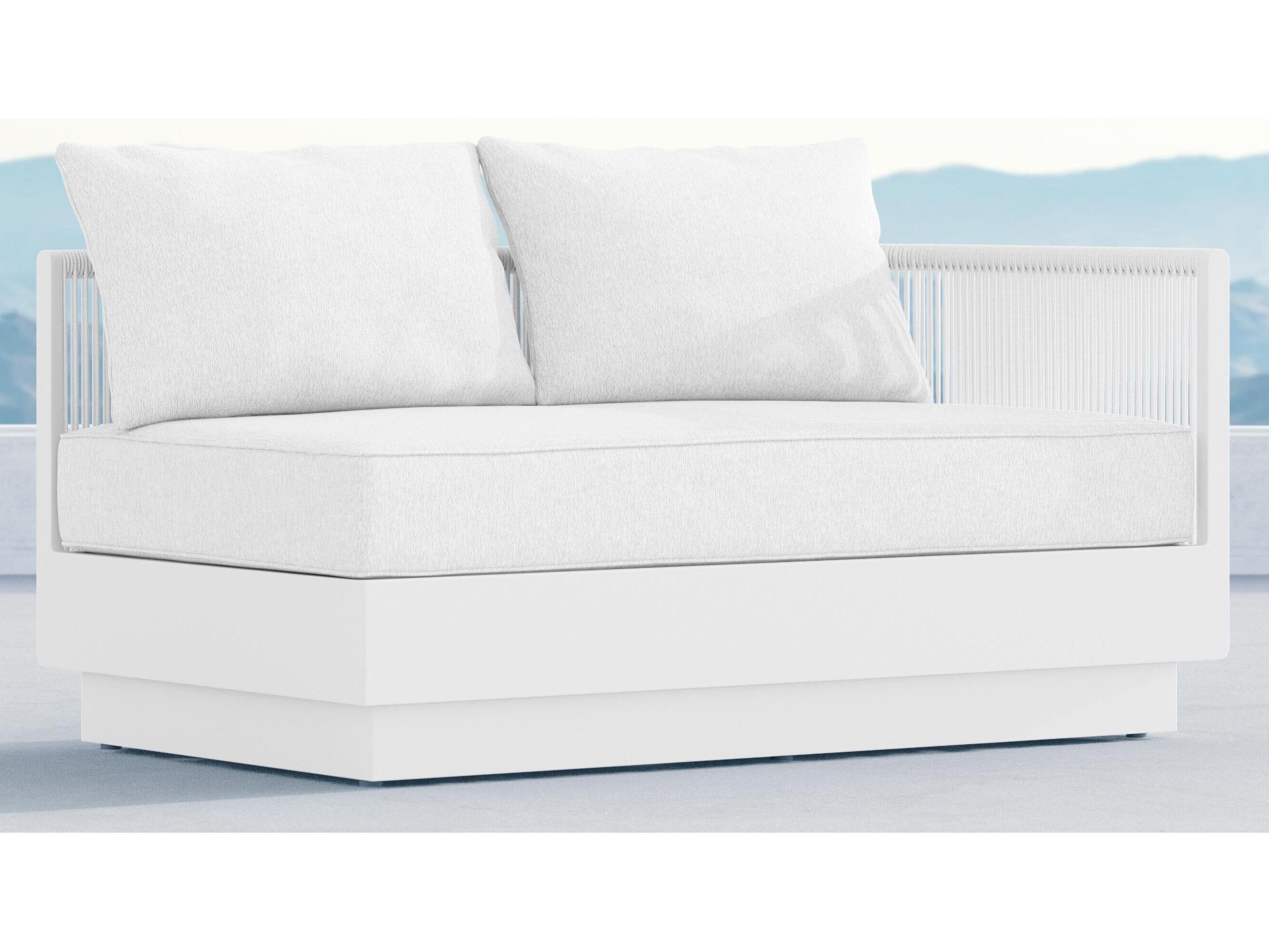 Azzurro Living Porto Pearl Gray All-Weather Rope Left Arm Patio Sofa with Cloud Cushion