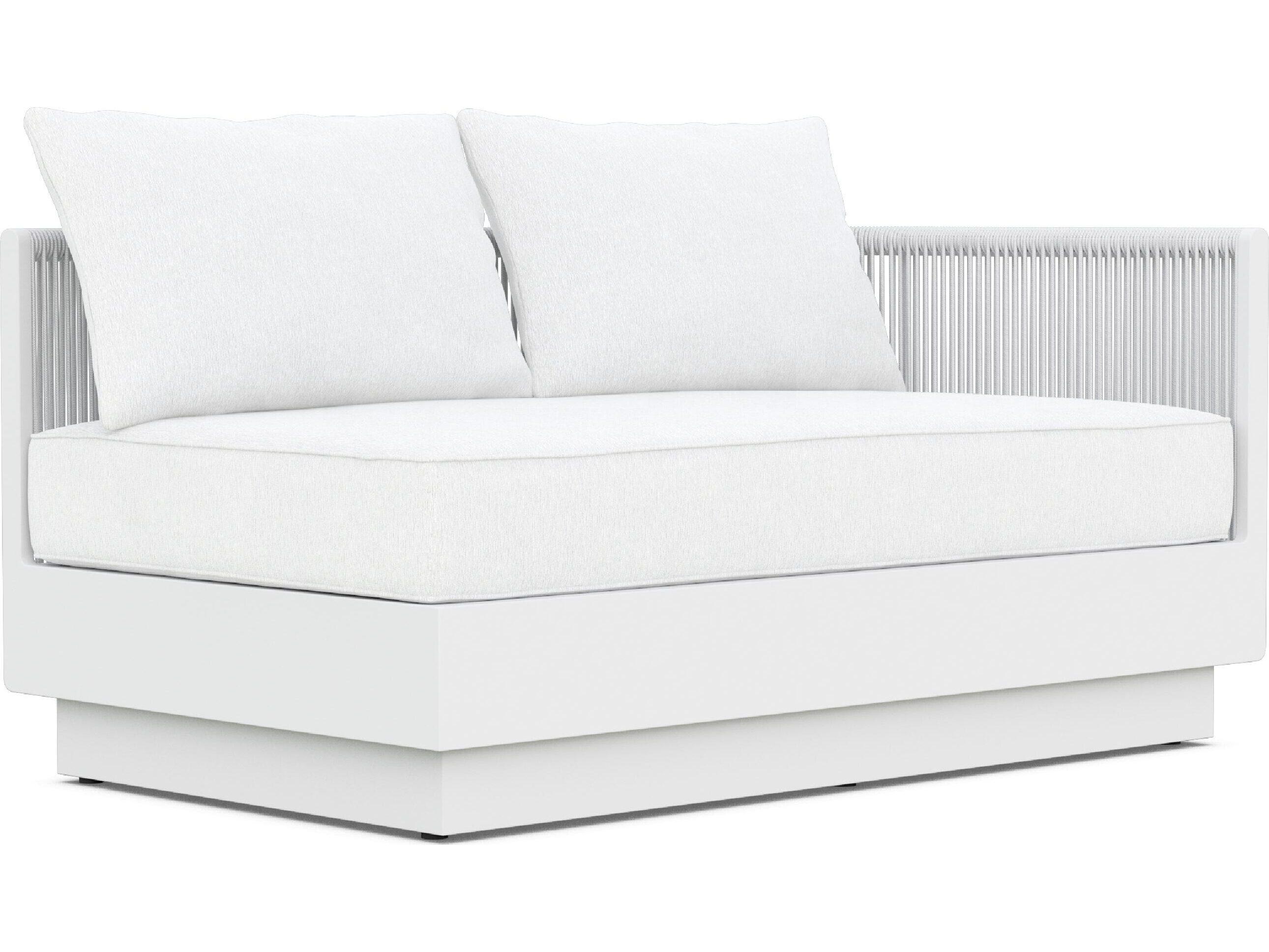 Azzurro Living Porto Pearl Gray All-Weather Rope Left Arm Patio Sofa with Cloud Cushion