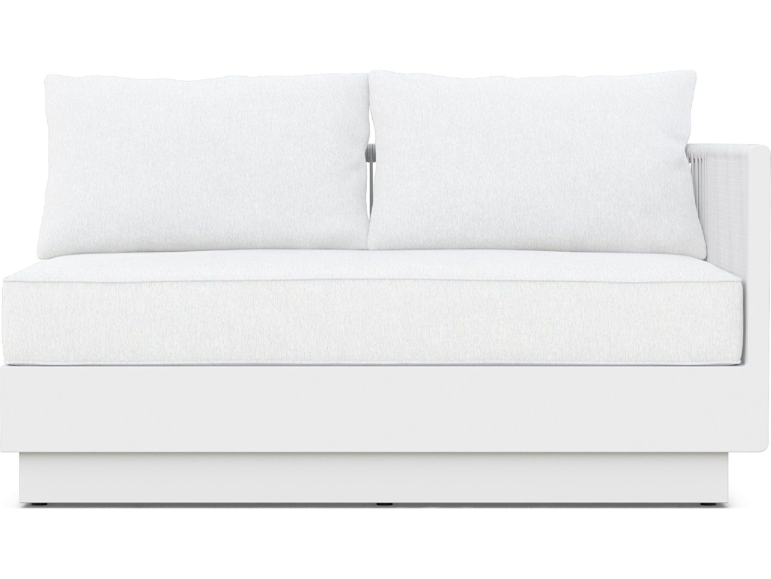 Azzurro Living Porto Pearl Gray All-Weather Rope Left Arm Patio Sofa with Cloud Cushion