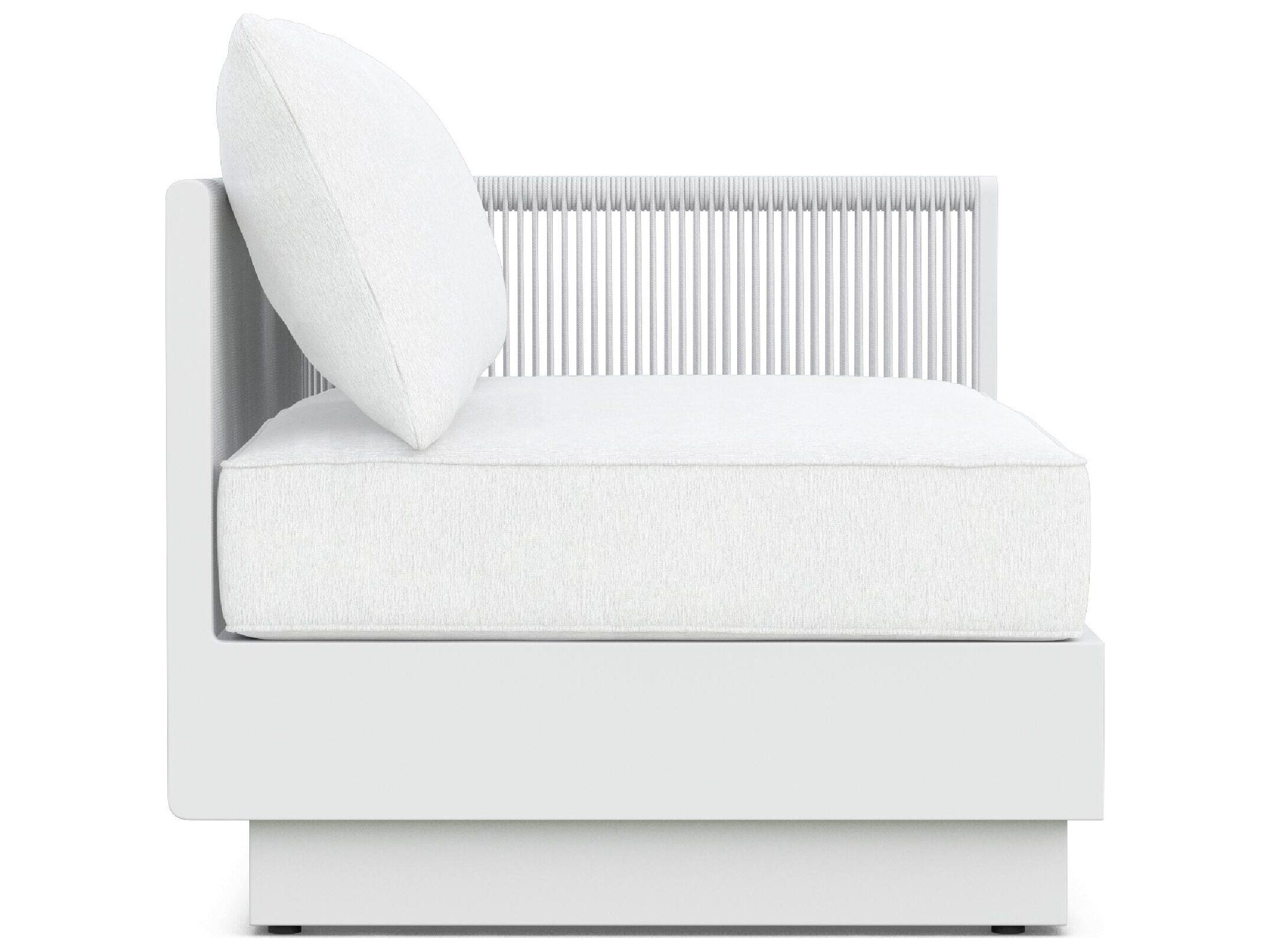 Azzurro Living Porto Pearl Gray All-Weather Rope Left Arm Patio Sofa with Cloud Cushion