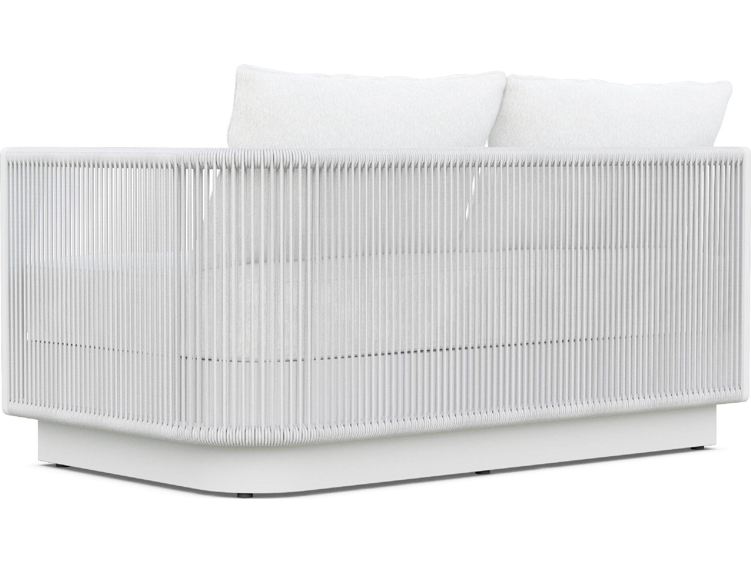 Azzurro Living Porto Pearl Gray All-Weather Rope Left Arm Patio Sofa with Cloud Cushion