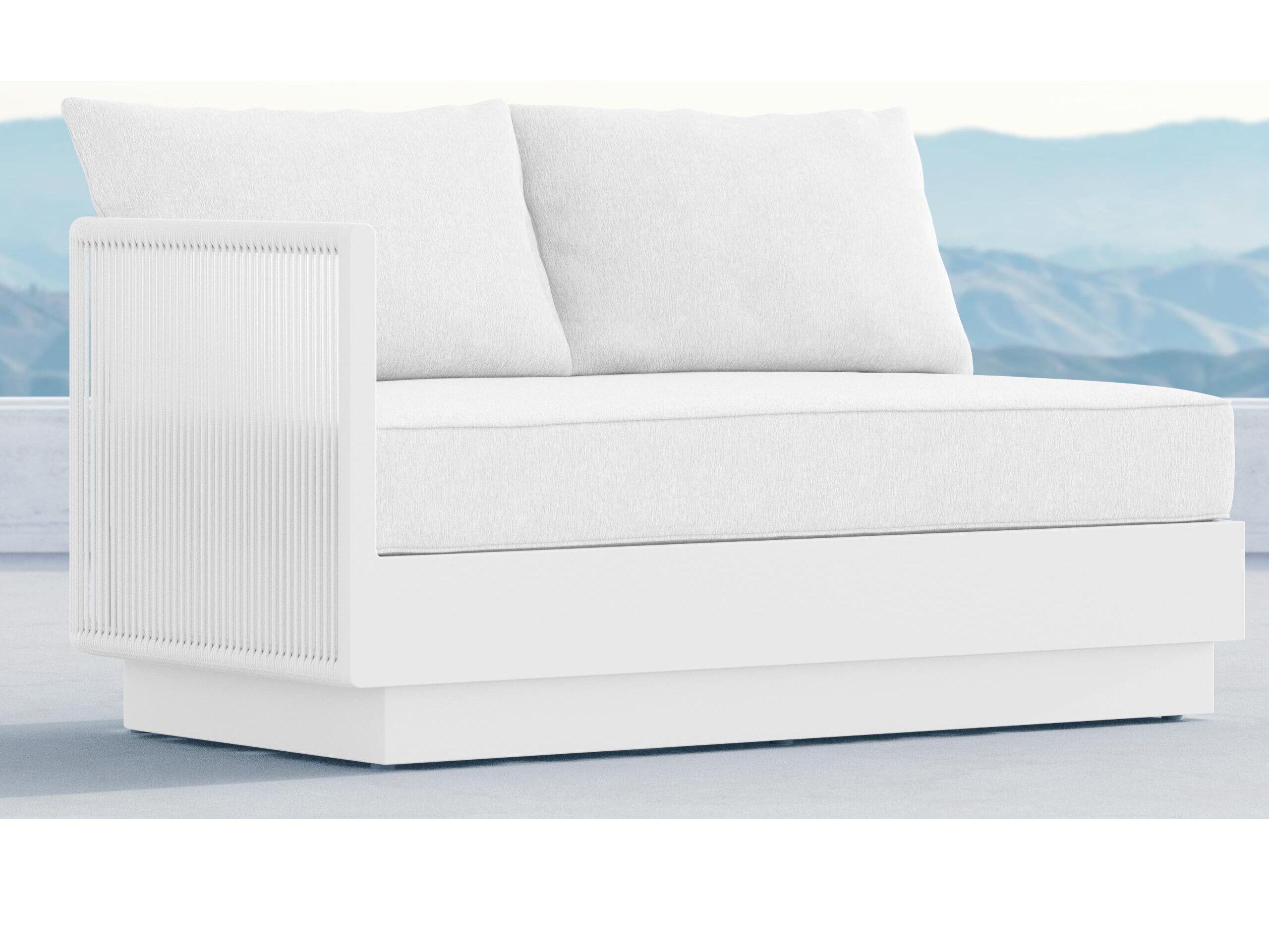 Azzurro Living Porto Pearl Gray All-Weather Rope Right Arm Outdoor Sofa with Cloud Cushion