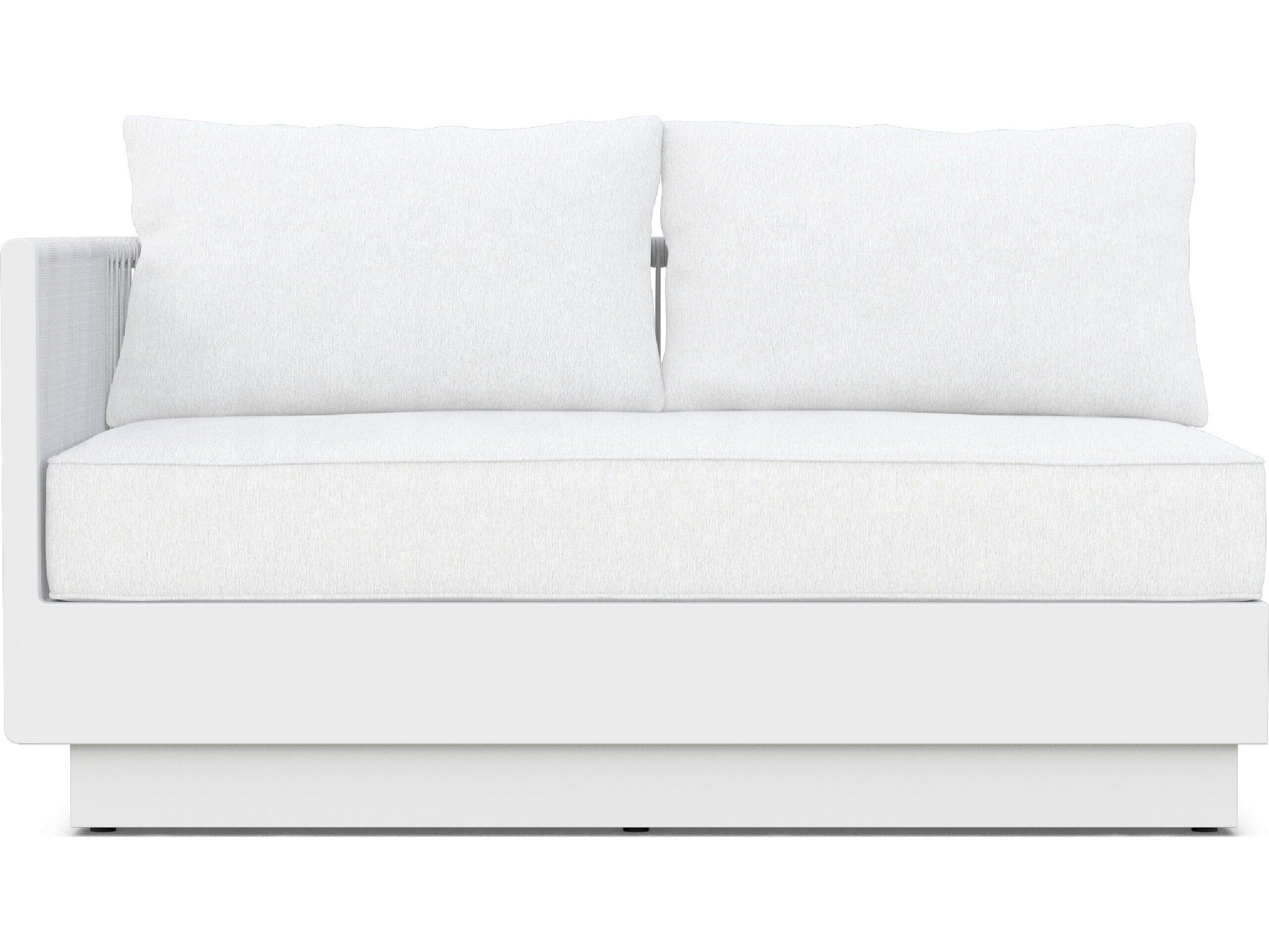 Azzurro Living Porto Pearl Gray All-Weather Rope Right Arm Outdoor Sofa with Cloud Cushion