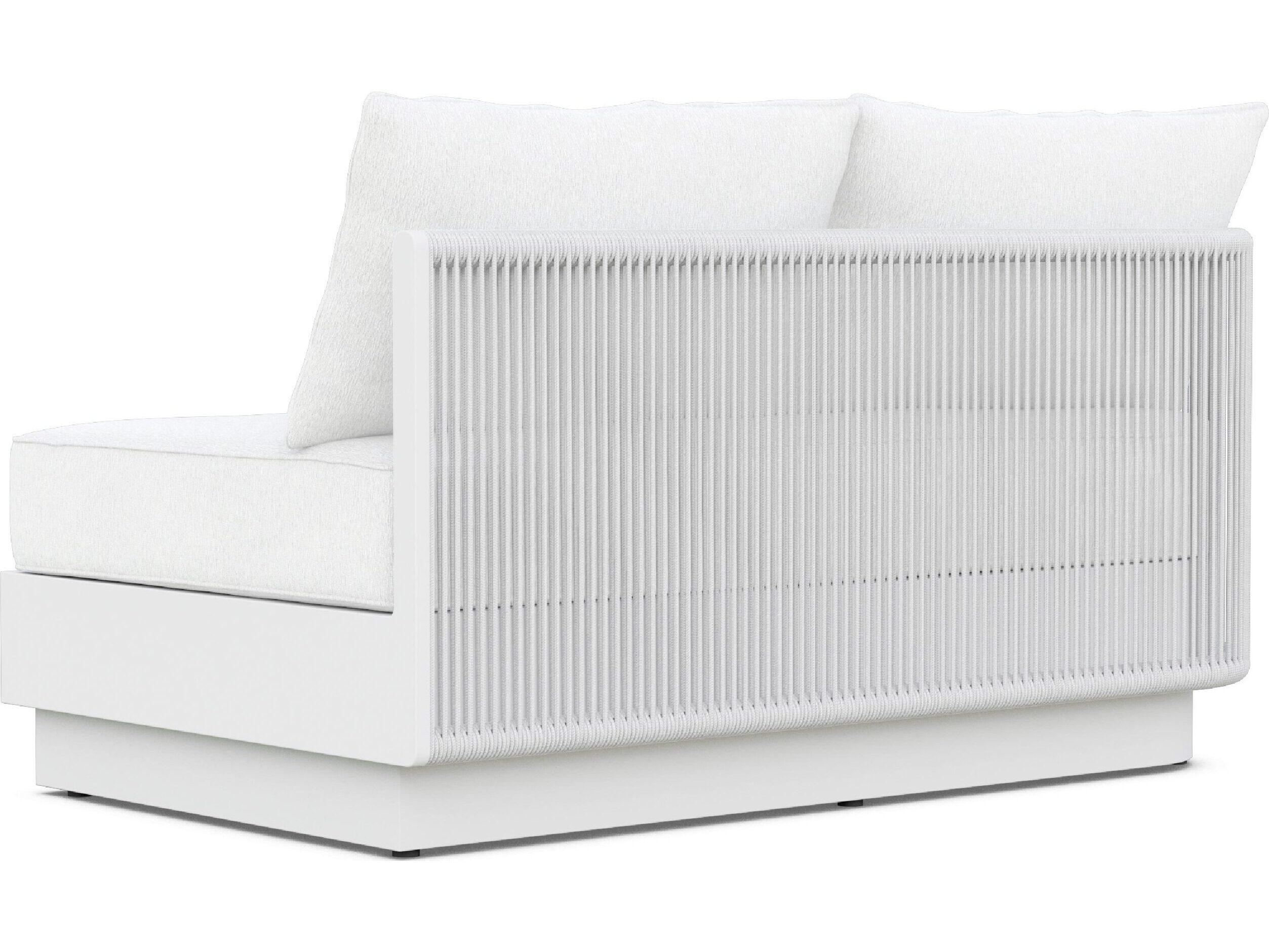 Azzurro Living Porto Pearl Gray All-Weather Rope Right Arm Outdoor Sofa with Cloud Cushion