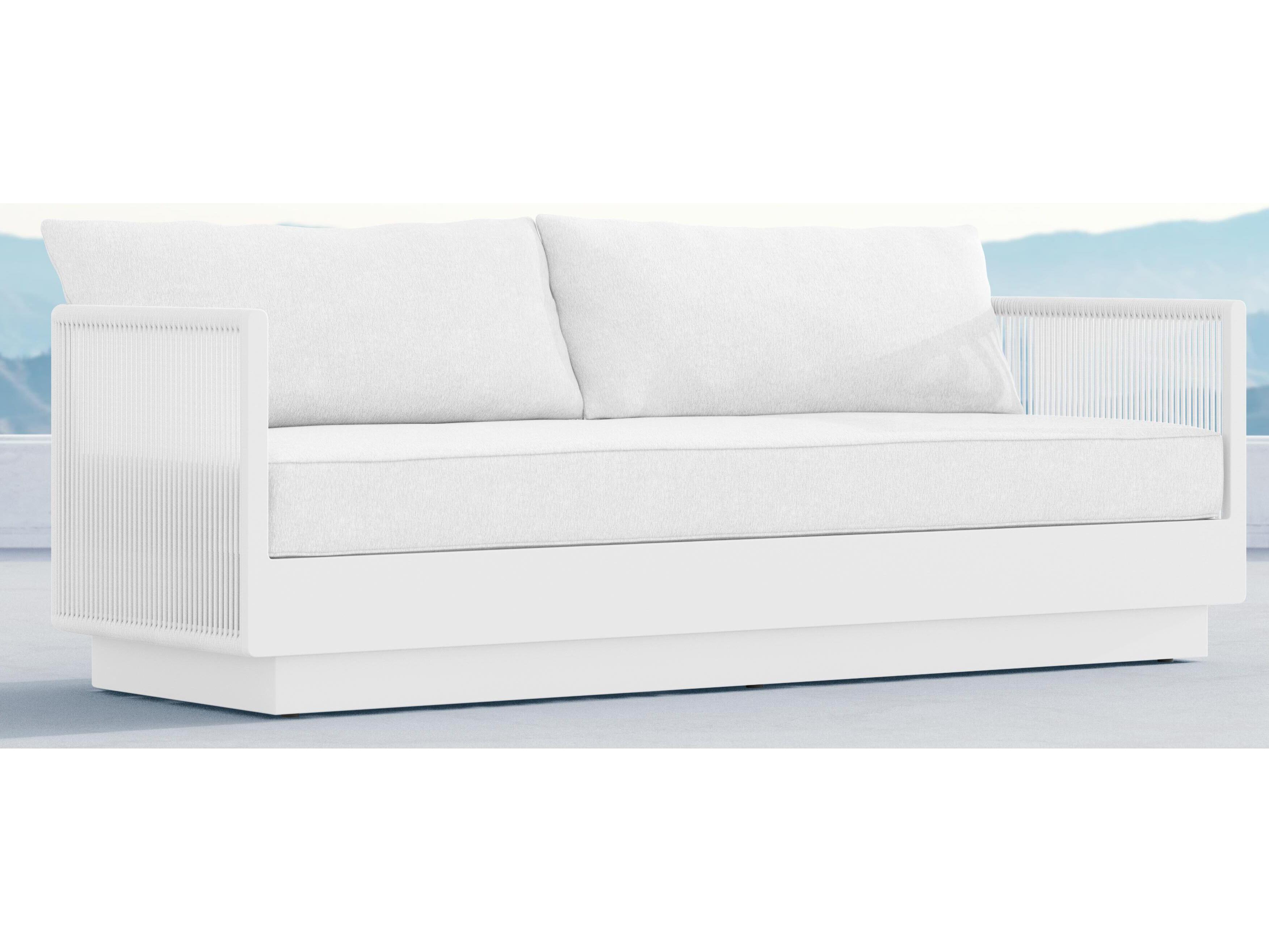 Azzurro Living Porto Pearl Gray All-Weather Rope Outdoor Patio Sofa with Cloud Cushion