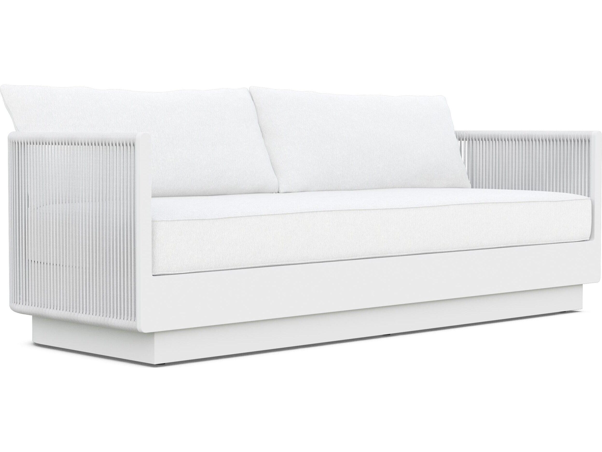 Azzurro Living Porto Pearl Gray All-Weather Rope Outdoor Patio Sofa with Cloud Cushion