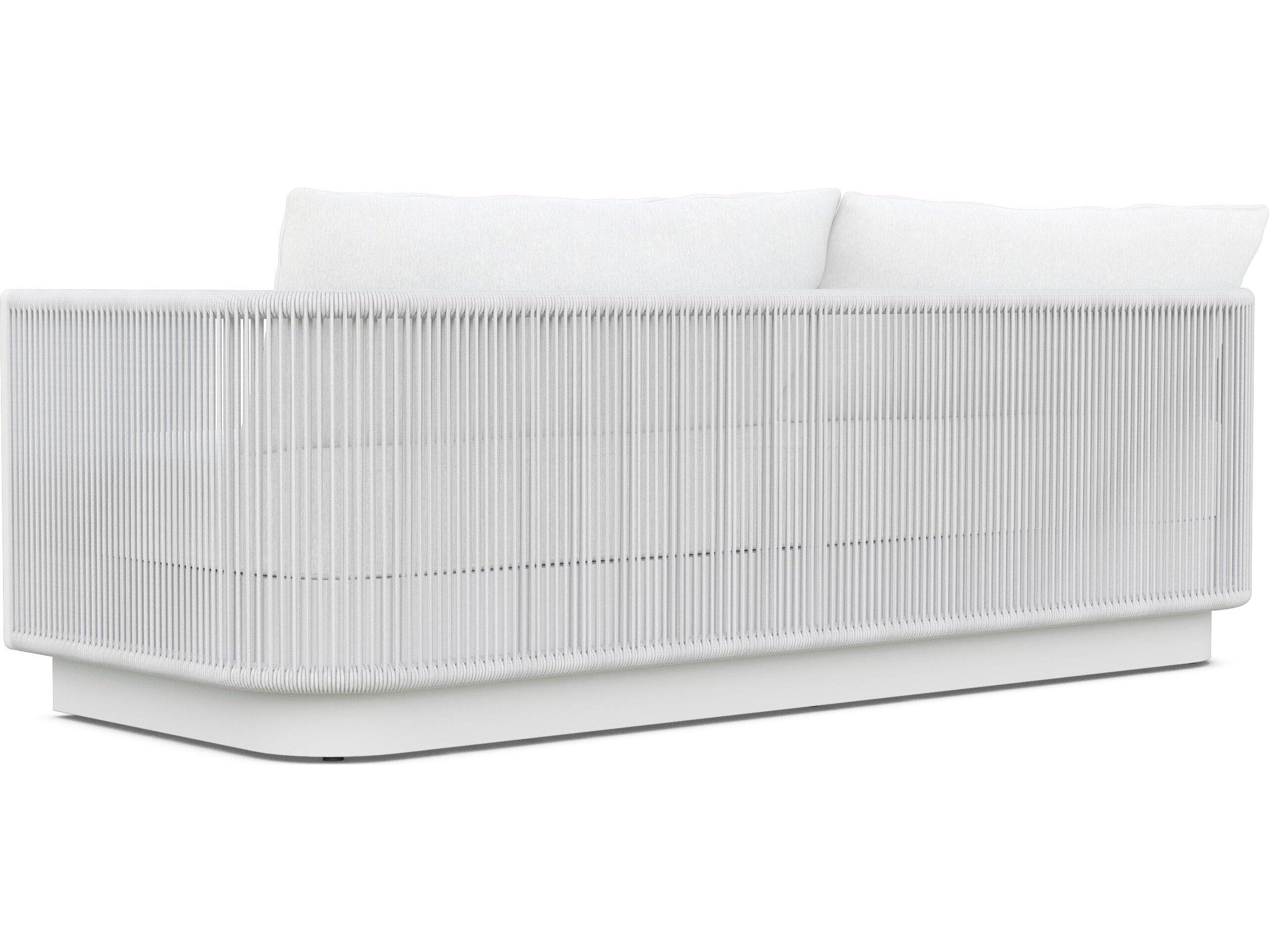 Azzurro Living Porto Pearl Gray All-Weather Rope Outdoor Patio Sofa with Cloud Cushion