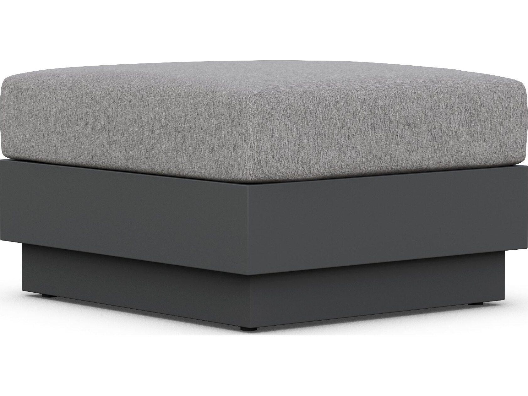 Azzurro Living Porto Ash All-Weather Rope Outdoor Patio Ottoman with Fog Cushion