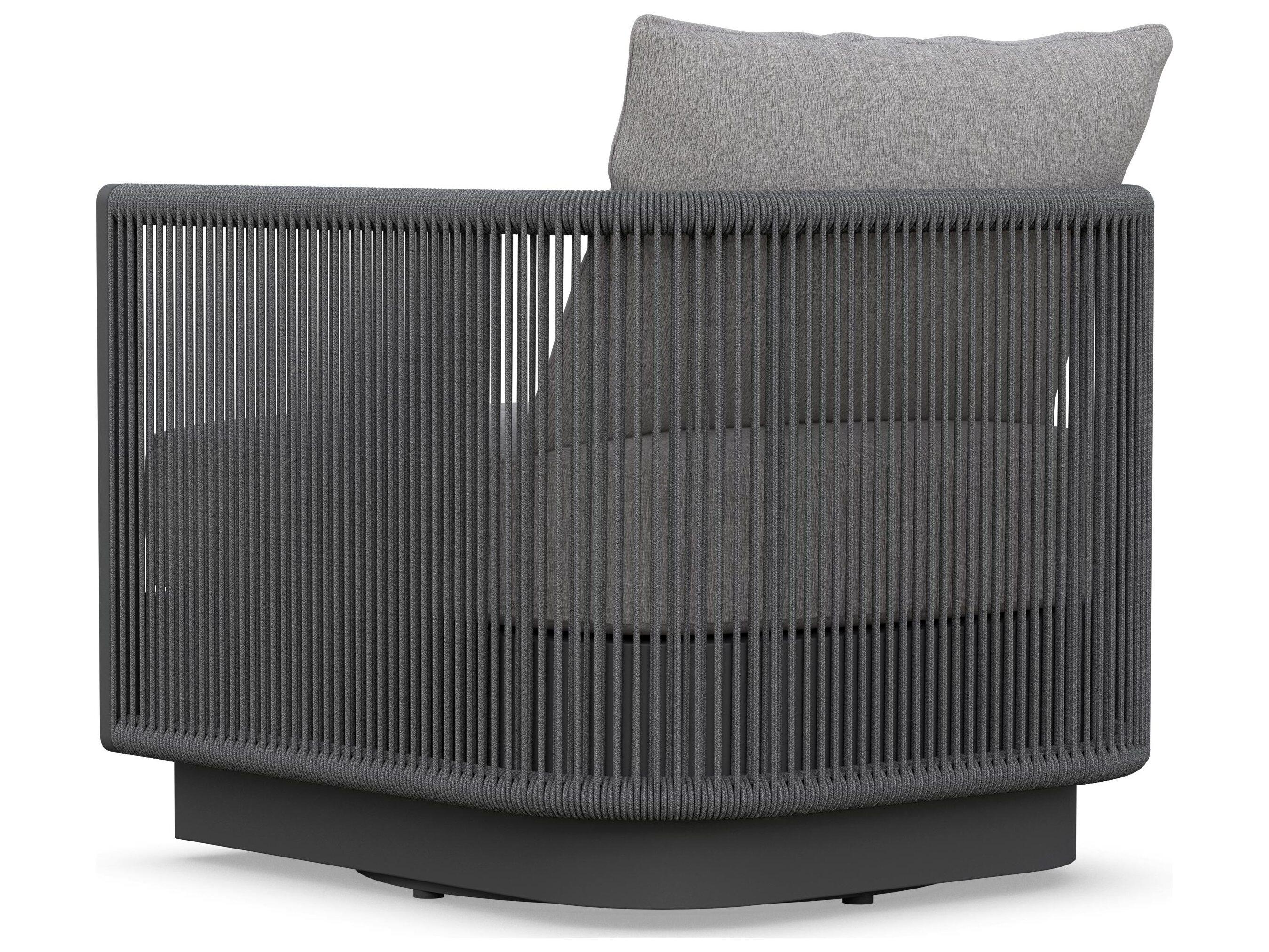 Azzurro Living Porto Ash All-Weather Rope Swivel Outdoor Patio Lounge Chair with Fog Cushion