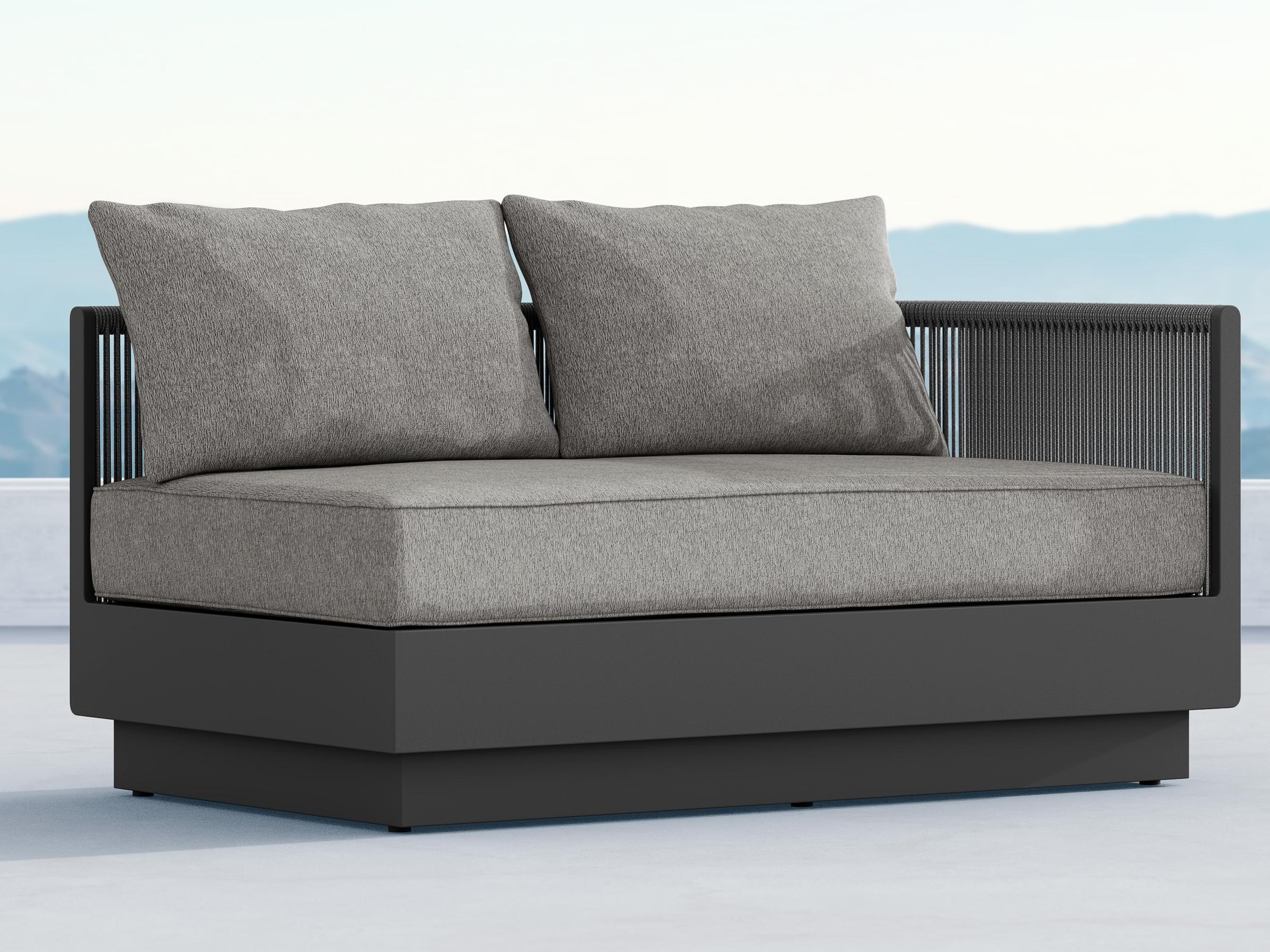 Azzurro Living Porto Ash All-Weather Rope Left Arm Patio Sofa with Fog Cushion