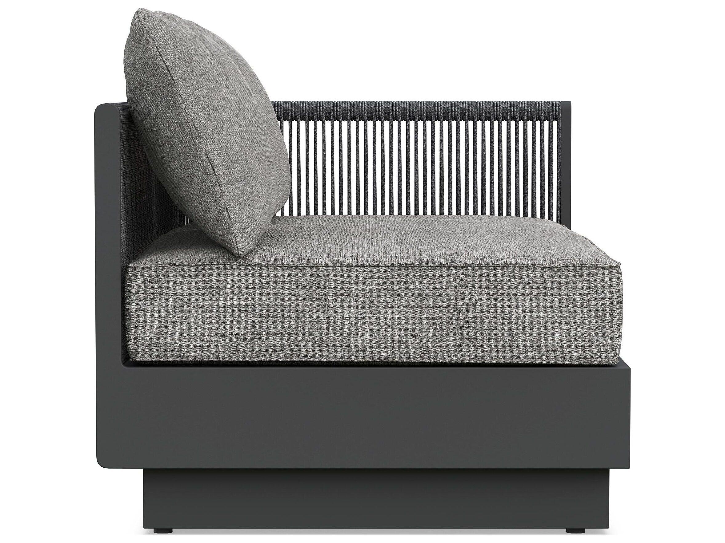 Azzurro Living Porto Ash All-Weather Rope Left Arm Patio Sofa with Fog Cushion