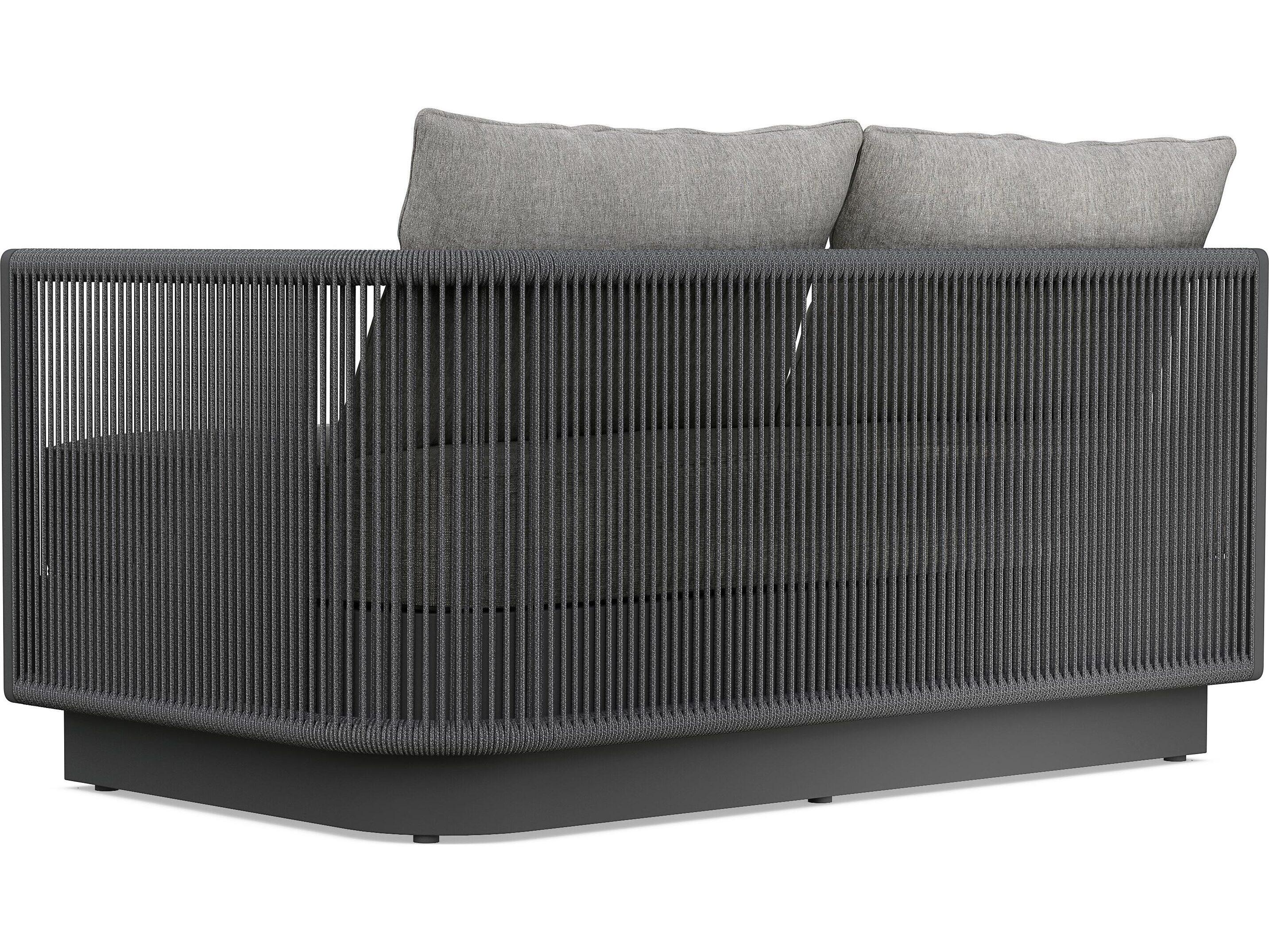 Azzurro Living Porto Ash All-Weather Rope Left Arm Patio Sofa with Fog Cushion