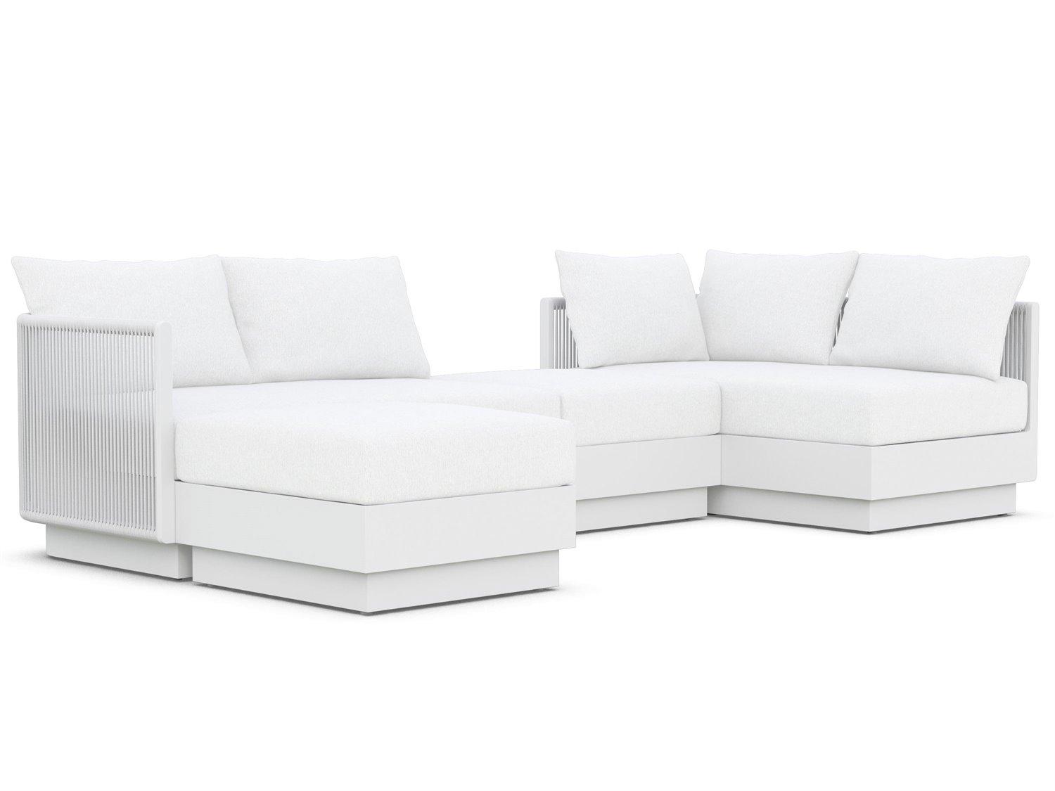 Azzurro Living Porto Pearl Gray All-Weather Rope Sectional Outdoor Patio Lounge Set