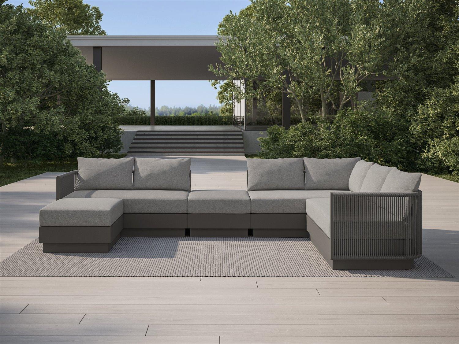 Azzurro Living Porto Pearl Gray All-Weather Rope Sectional Outdoor Patio Lounge Set