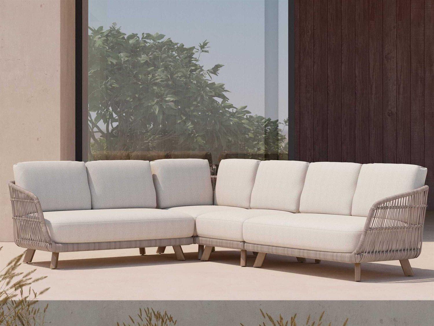 Azzurro Living Sicily Wood Cushion Lounge Sectional Sofa Set