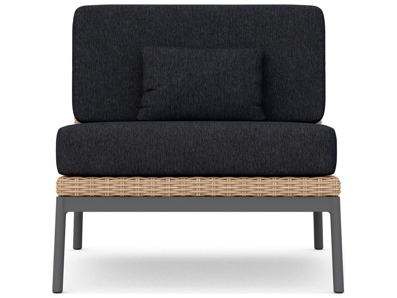 Azzurro Living Terra Natural All-Weather Wicker Modular Patio Lounge Chair with Midnight Cushion