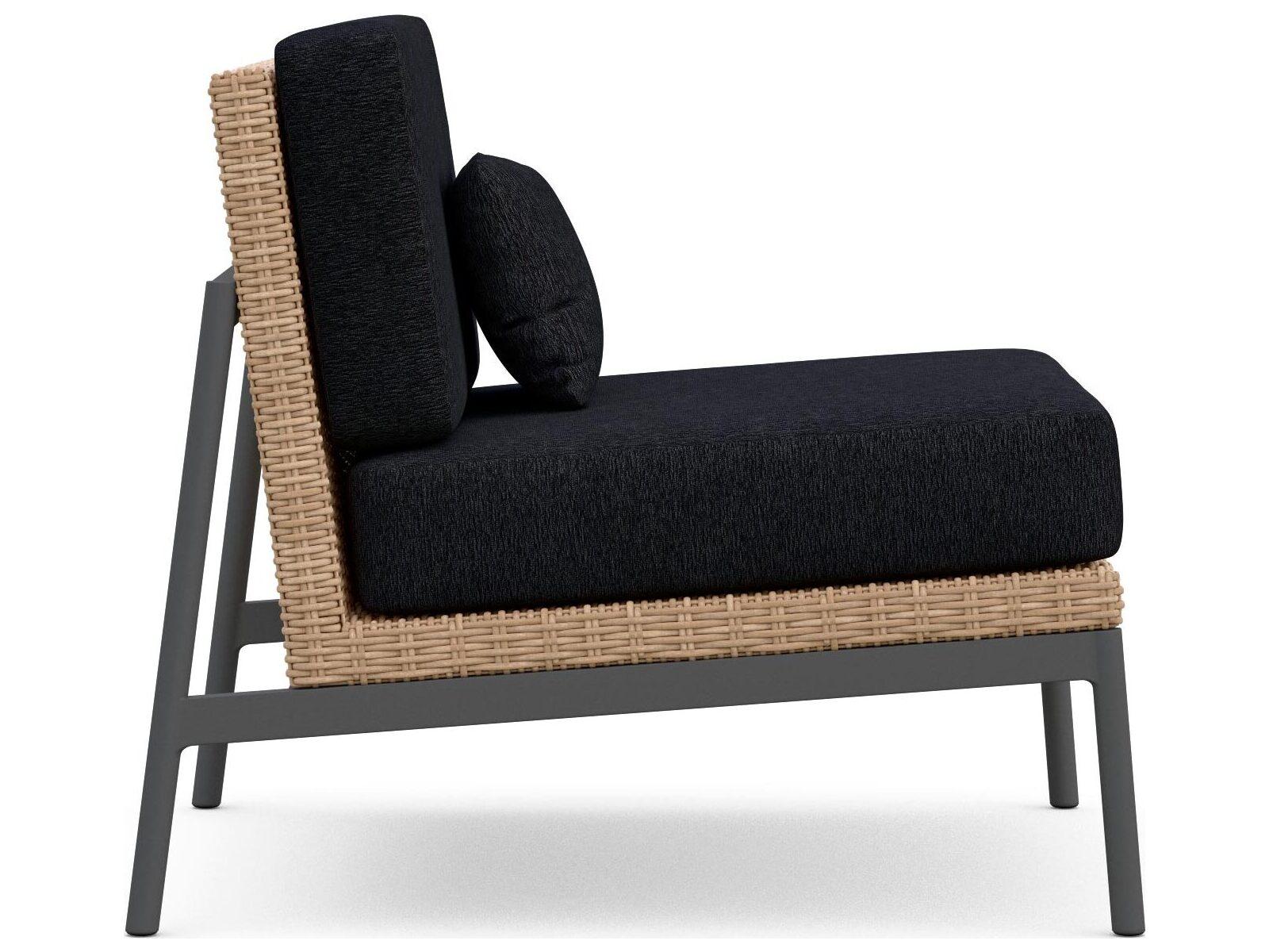 Azzurro Living Terra Natural All-Weather Wicker Modular Patio Lounge Chair with Midnight Cushion