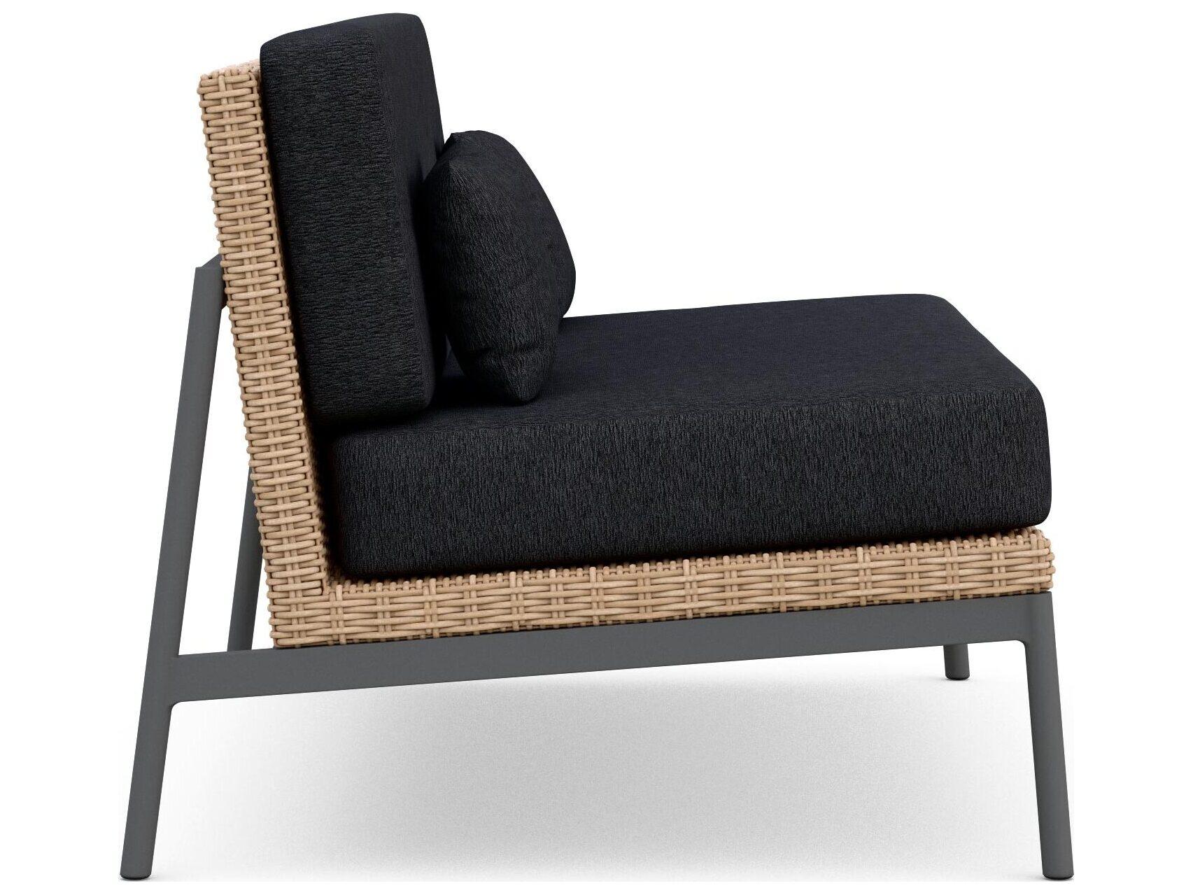 Azzurro Living Terra Natural All-Weather Wicker Outdoor Loveseat with Midnight Cushion