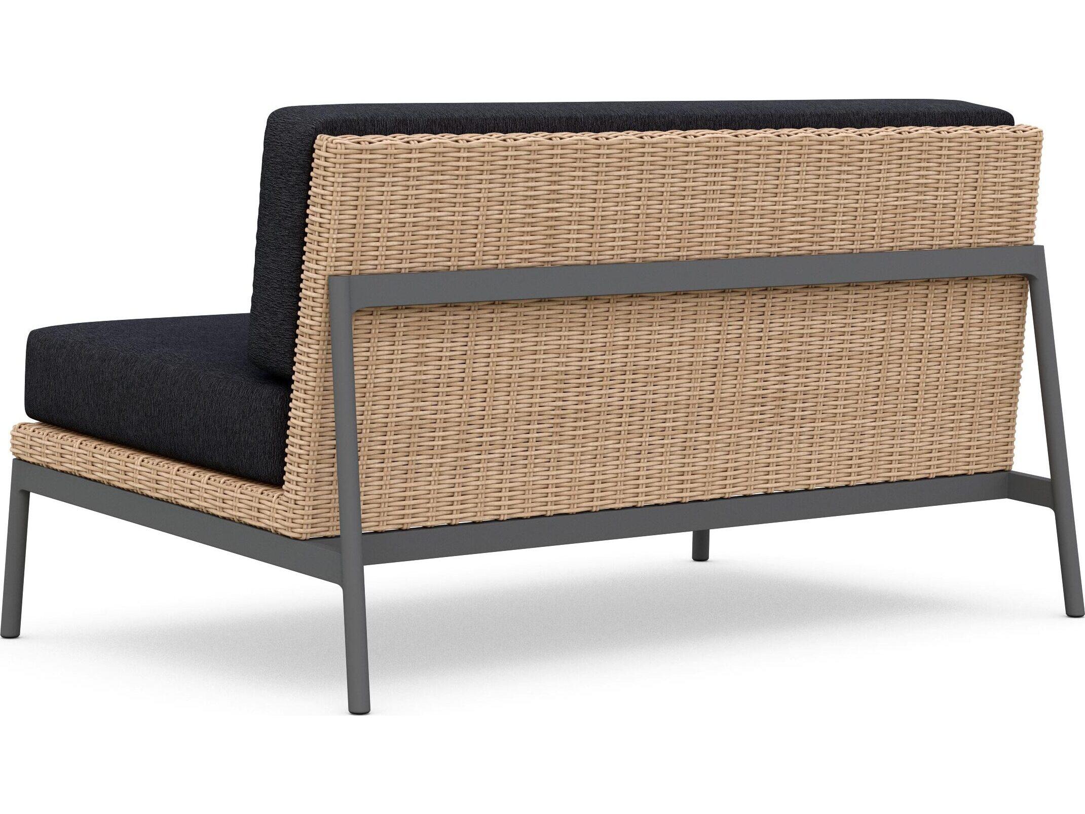 Azzurro Living Terra Natural All-Weather Wicker Outdoor Loveseat with Midnight Cushion