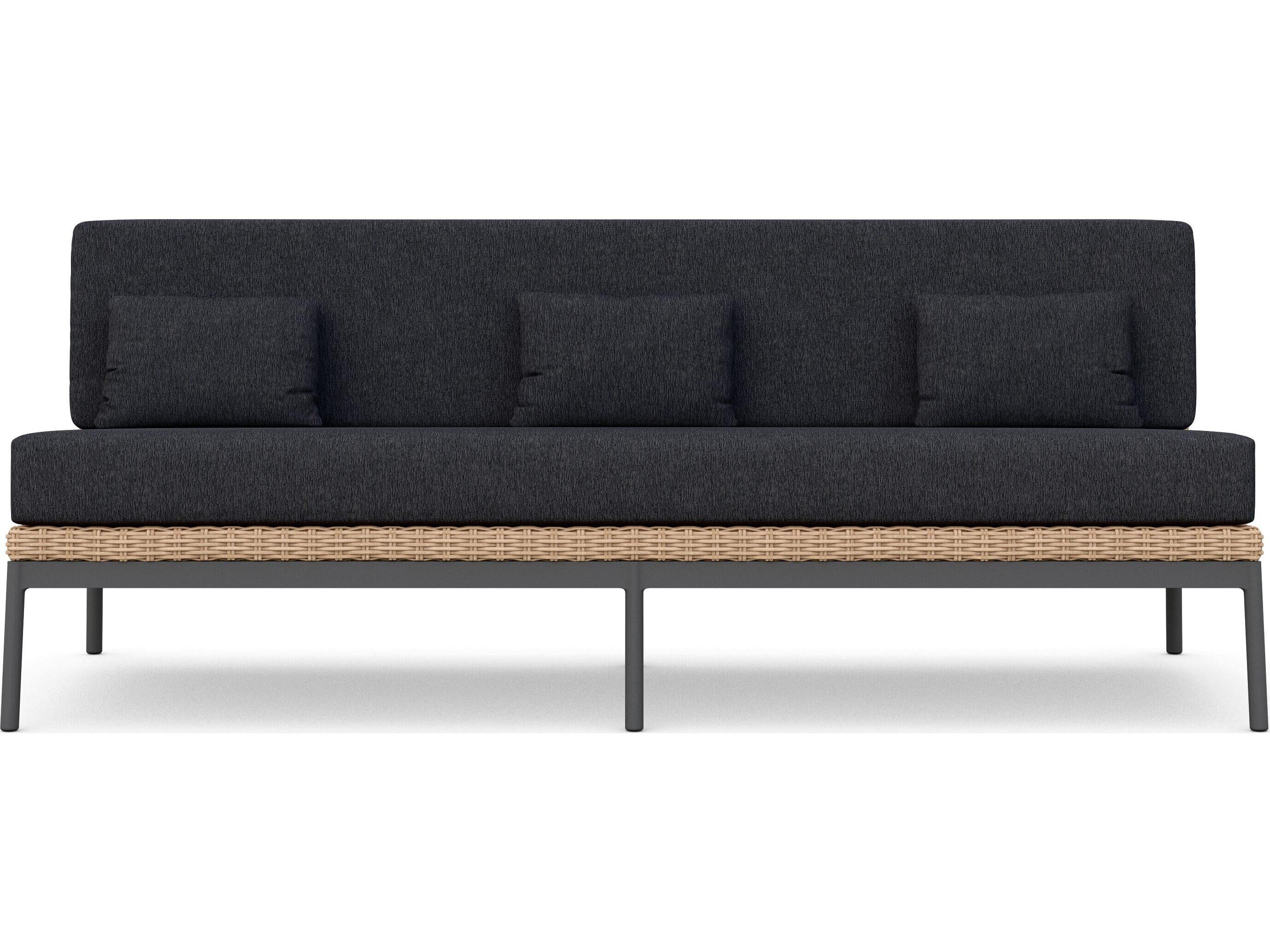 Azzurro Living Terra Natural All-Weather Wicker Patio Sofa with Midnight Cushion