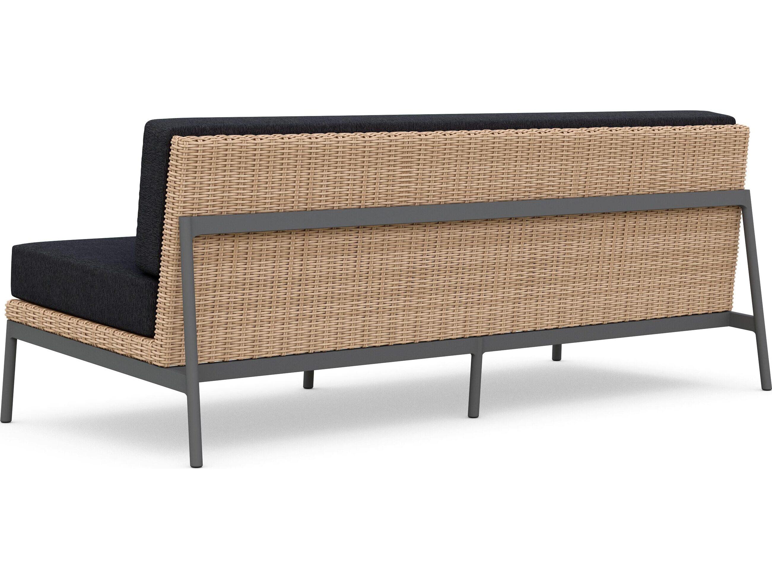 Azzurro Living Terra Natural All-Weather Wicker Patio Sofa with Midnight Cushion