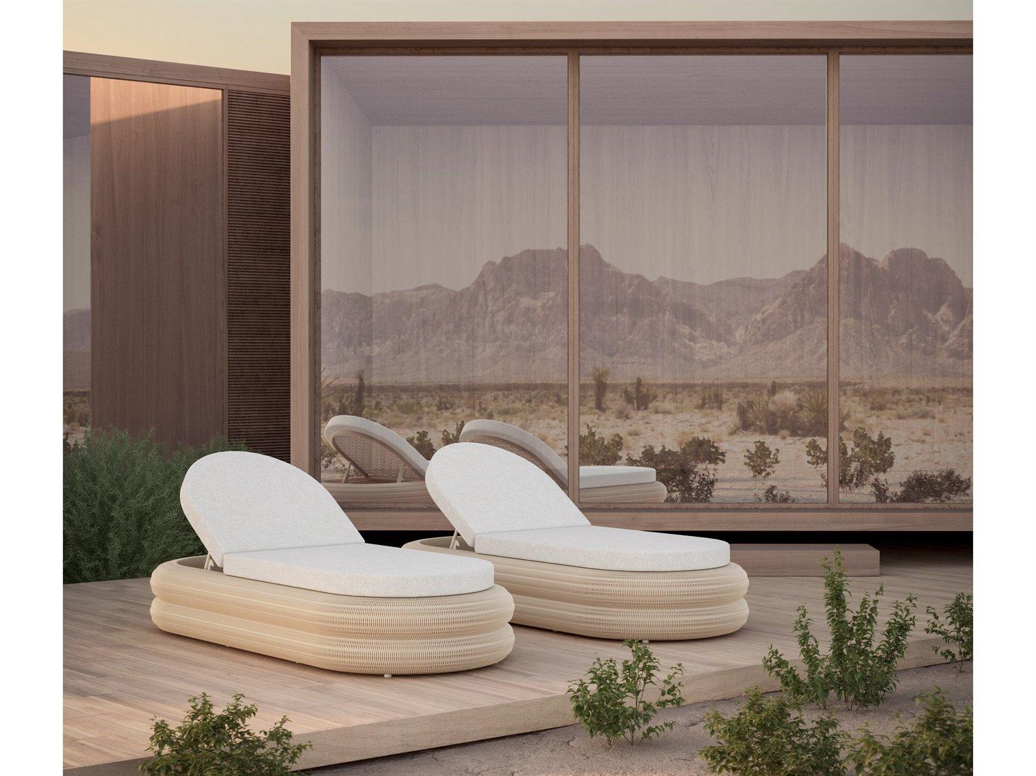 Azzurro Living Texoma Almond All-Weather Wicker Outdoor Patio Lounge Set