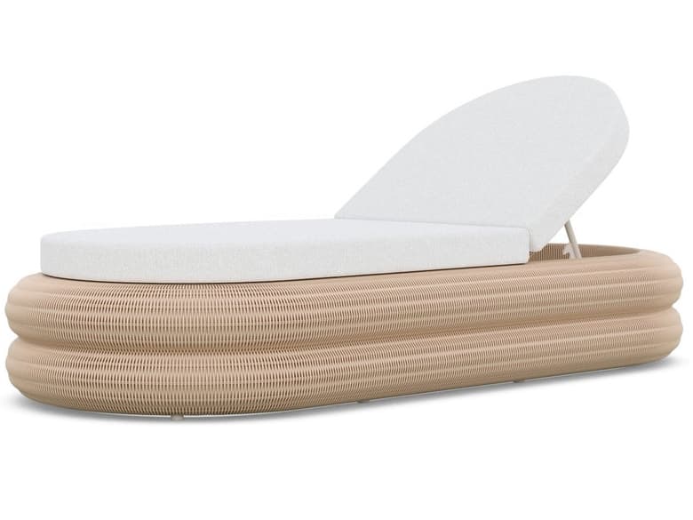 Azzurro Living Texoma Almond All-Weather Wicker Outdoor Patio Chaise Lounge with Cloud Cushion
