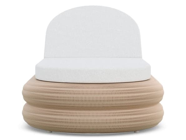 Azzurro Living Texoma Almond All-Weather Wicker Outdoor Patio Chaise Lounge with Cloud Cushion