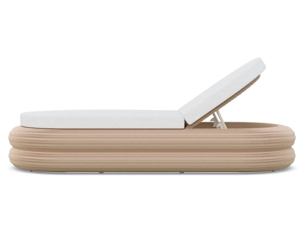 Azzurro Living Texoma Almond All-Weather Wicker Outdoor Patio Chaise Lounge with Cloud Cushion