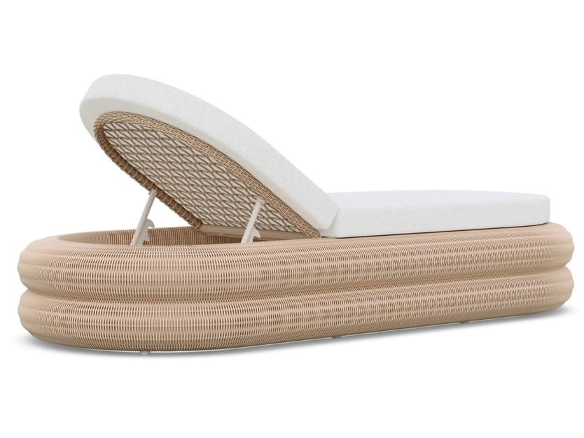 Azzurro Living Texoma Almond All-Weather Wicker Outdoor Patio Chaise Lounge with Cloud Cushion